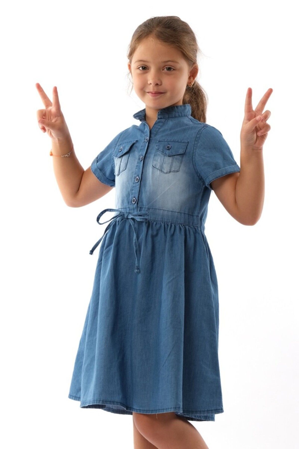 DIDuStore Varol Kids Kız Çocuk İçin Şık Denim Elbise