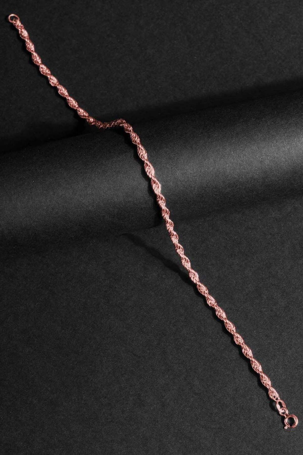 Takıdepo Halat Model Gümüş 3,00 Mm Genişlik Bileklik - Rose Rengi