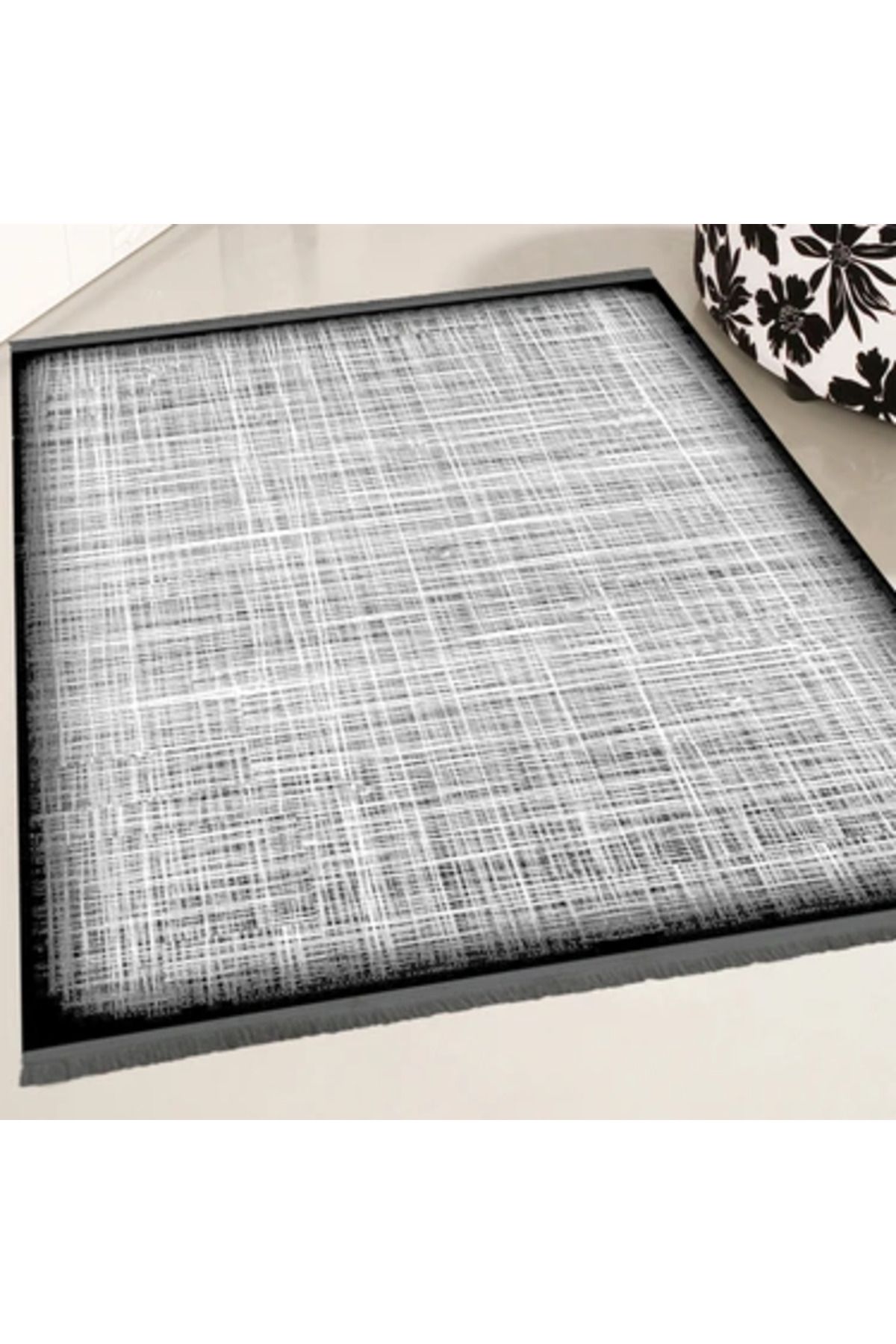 Emka halı bamboo dark serisi 1506 siyah makine halısı