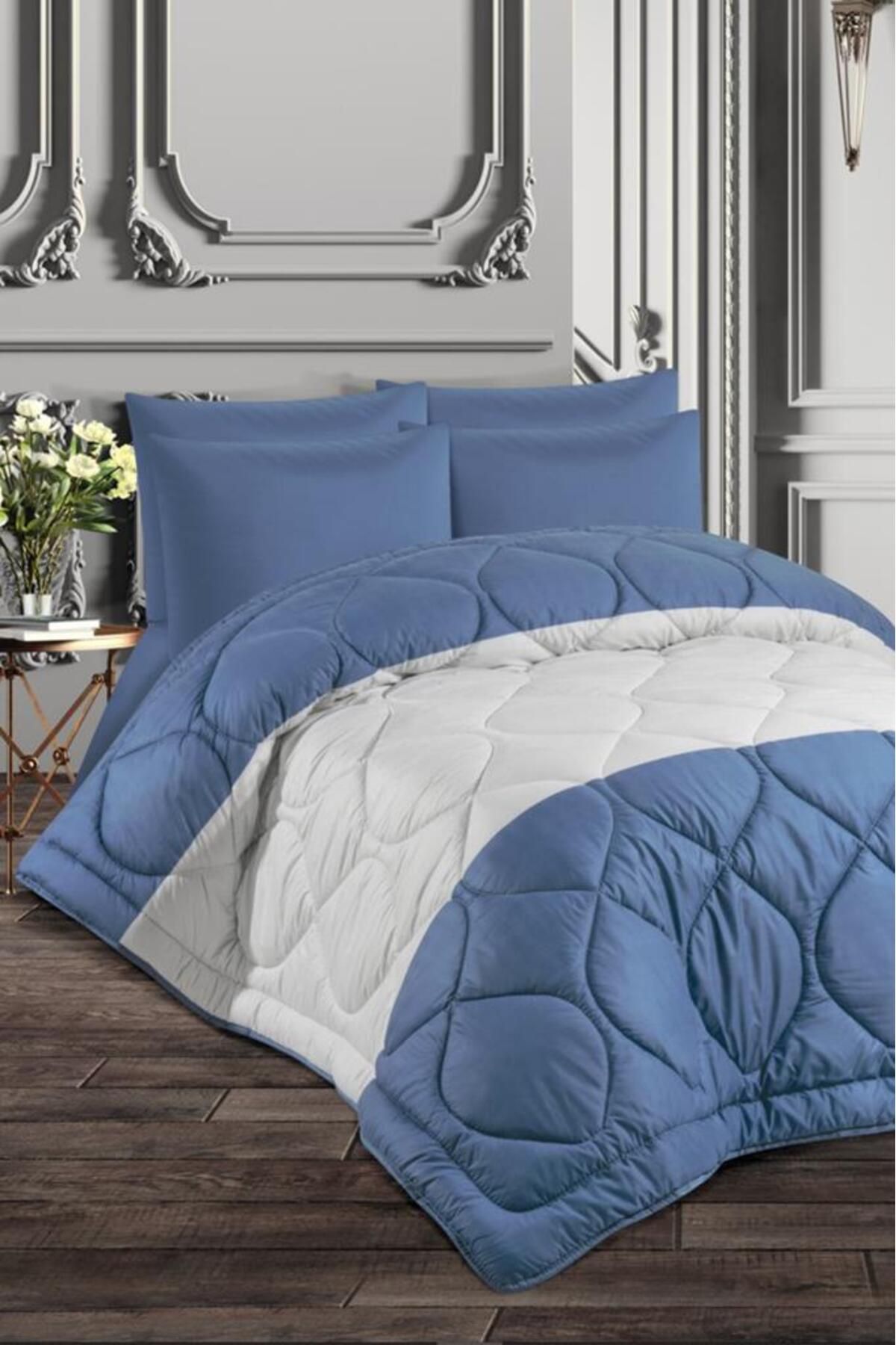 Çeyiz Diyarı Comfort Uyku Seti Ve Yatak Örtüsü Çift Kişilik Mavi
