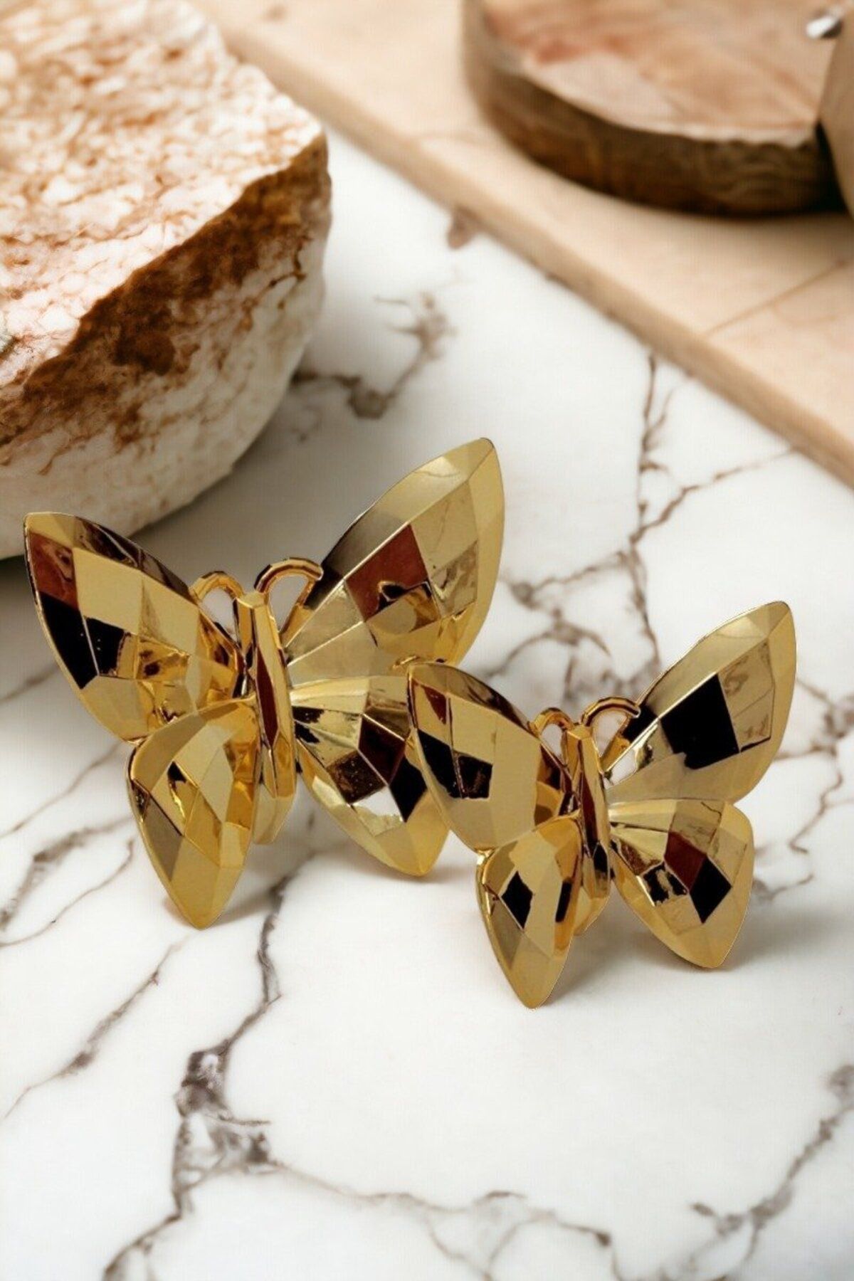 Comprox Gold Dekoratif 2li Kelebek Obje - Şık Ev ve Ofis Dekorasyonu için Altın Renkli Kelebekler - 2 Adet