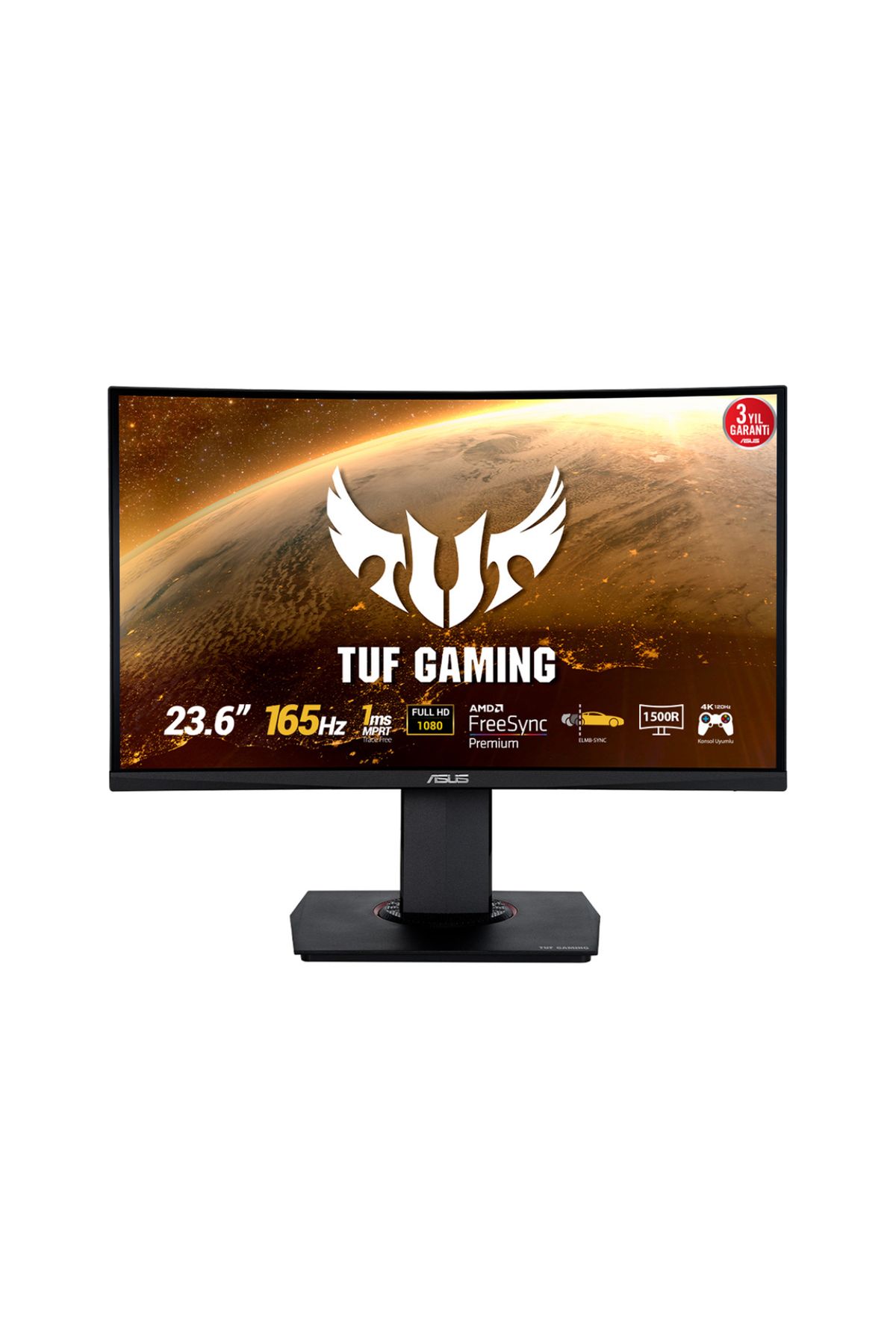 ASUS 23.6" ASUS VG24VQR TUF Gaming Curved 165Hz 1ms, Pivot,MM,Vesa Full HD,