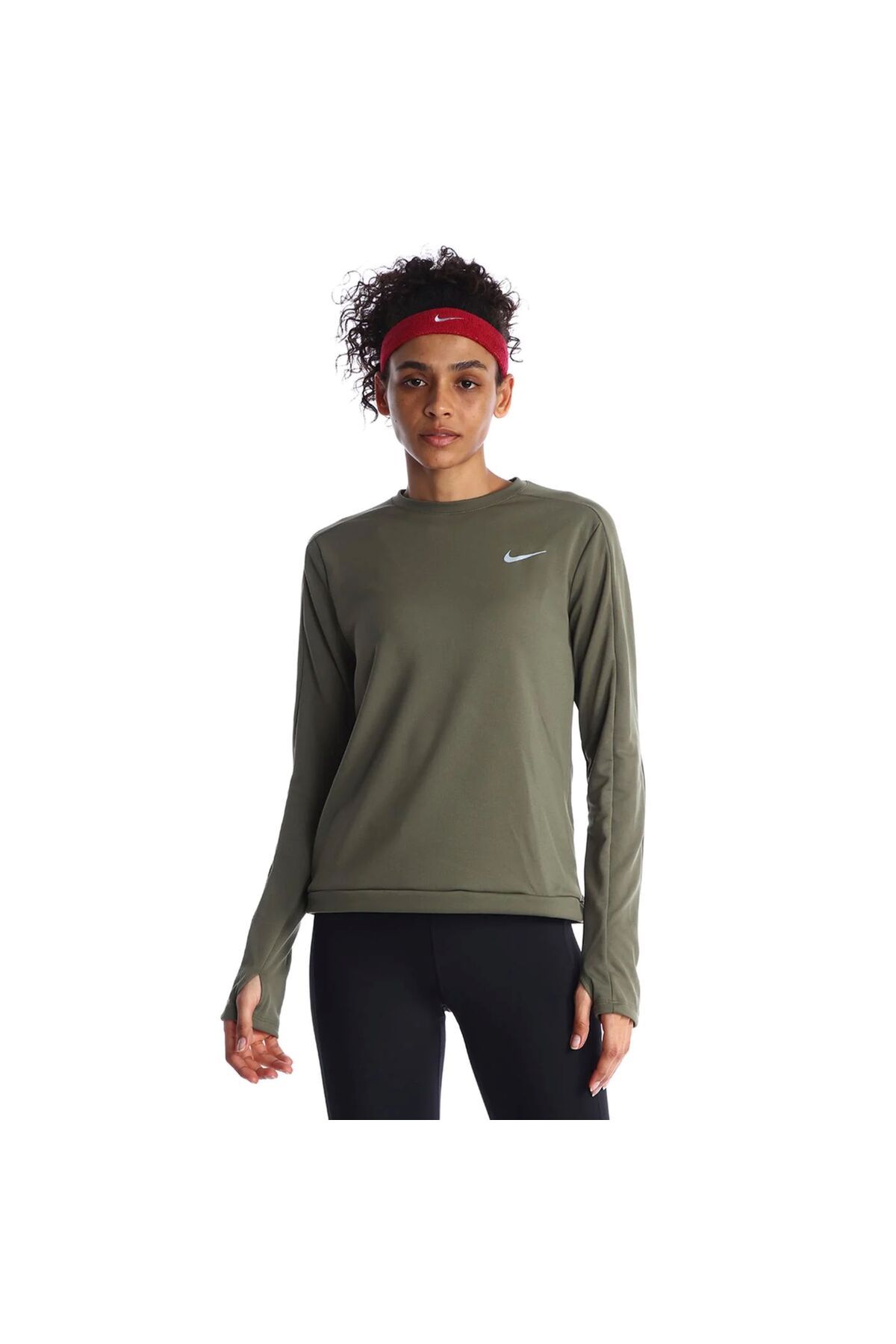 Nike Dri-Fit Pacer Crew Kadın KOYU YEŞİL Koşu Uzun Kollu Tişört DQ6379-222