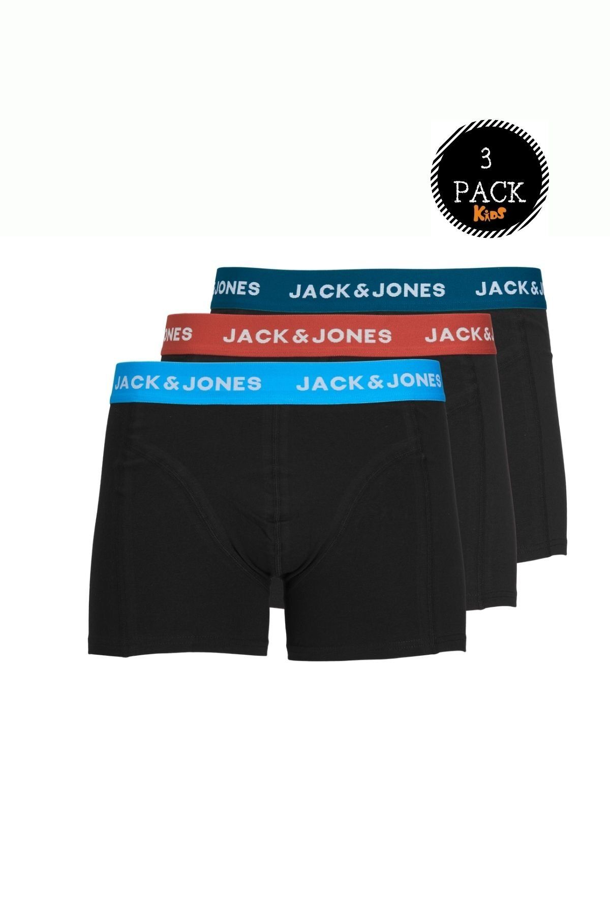 Jack & Jones Çocuk Marvin Renkli Logolu 3lü Boxer Paketi