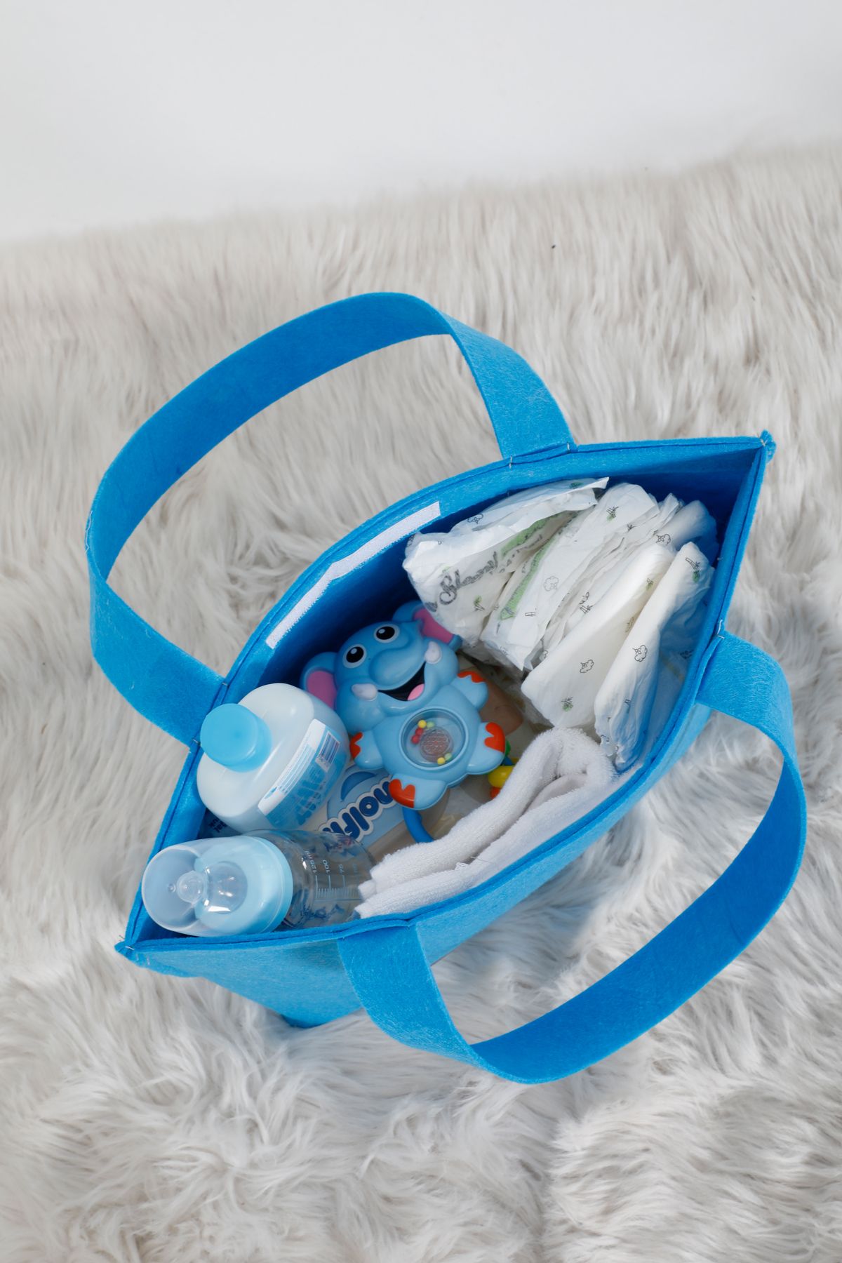 puffiber Keçe Anne Bebek Bakım Çantası Organizer Taşınabilir Düzenleyici Çanta