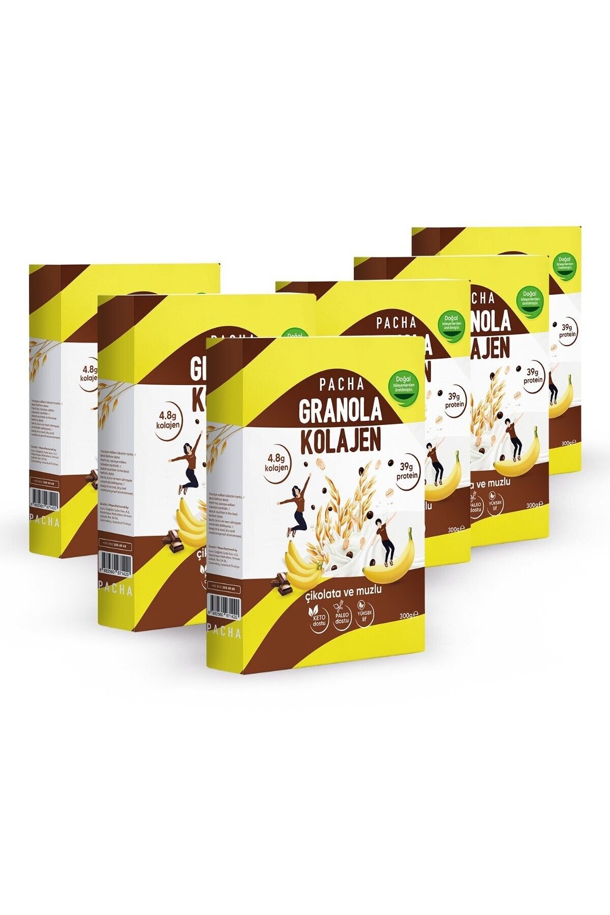 PACHA Doğal Kolajen Ve Proteinli Granola | Çikolatalı Ve Muzlu | 6’lı Paket (6 X 300G)