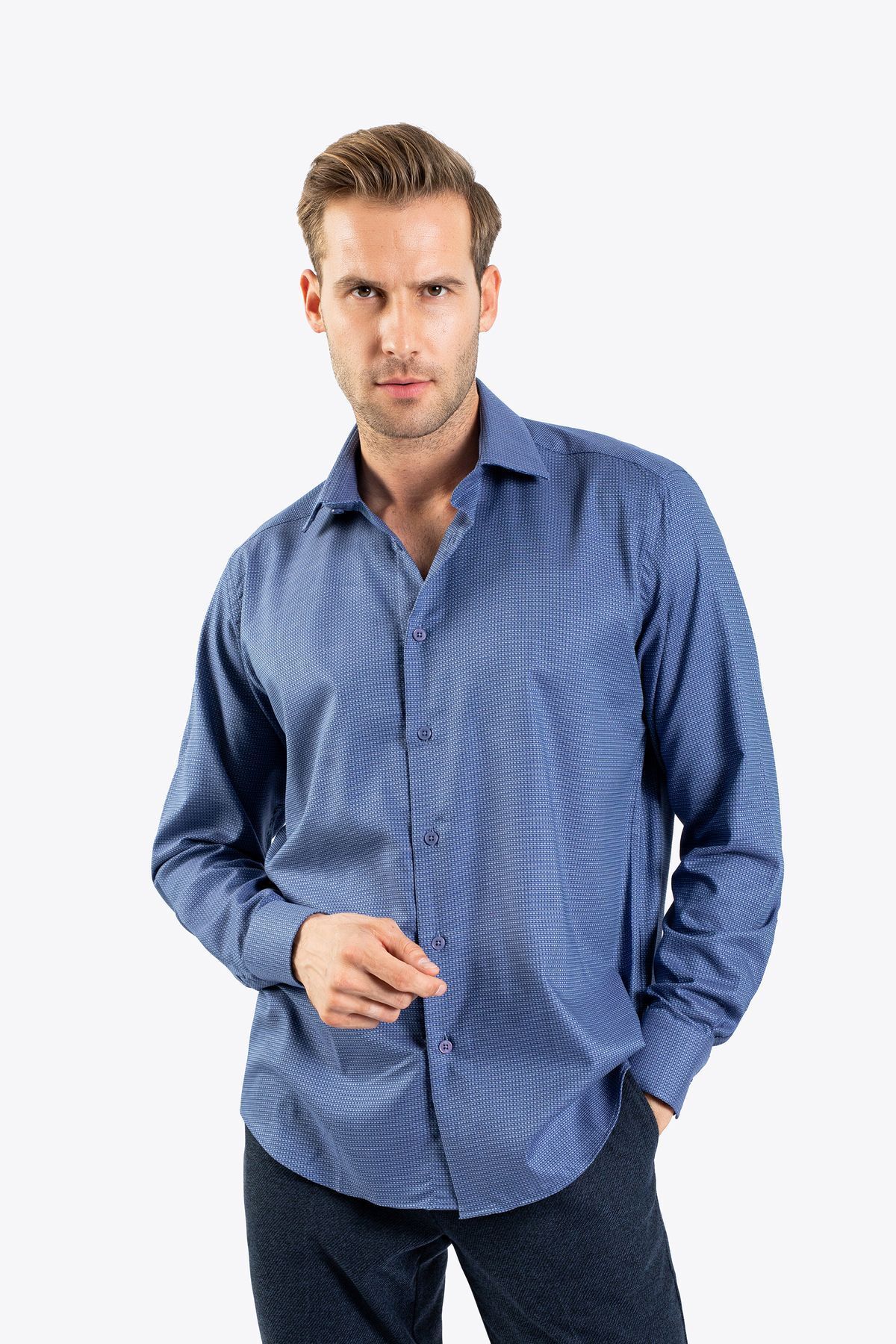 Karaca Erkek Regular Fıt Gömlek-Mavi