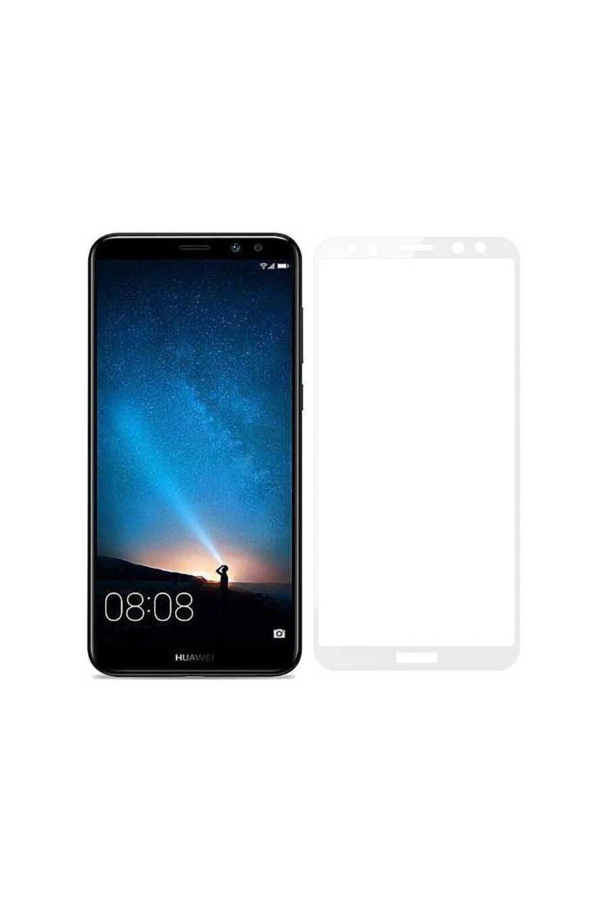 GRABONO Huawei Mate 10 Lite Ekran Koruyucu Tam Kaplayan Güçlendirilmiş Tamperli Cam Beyaz