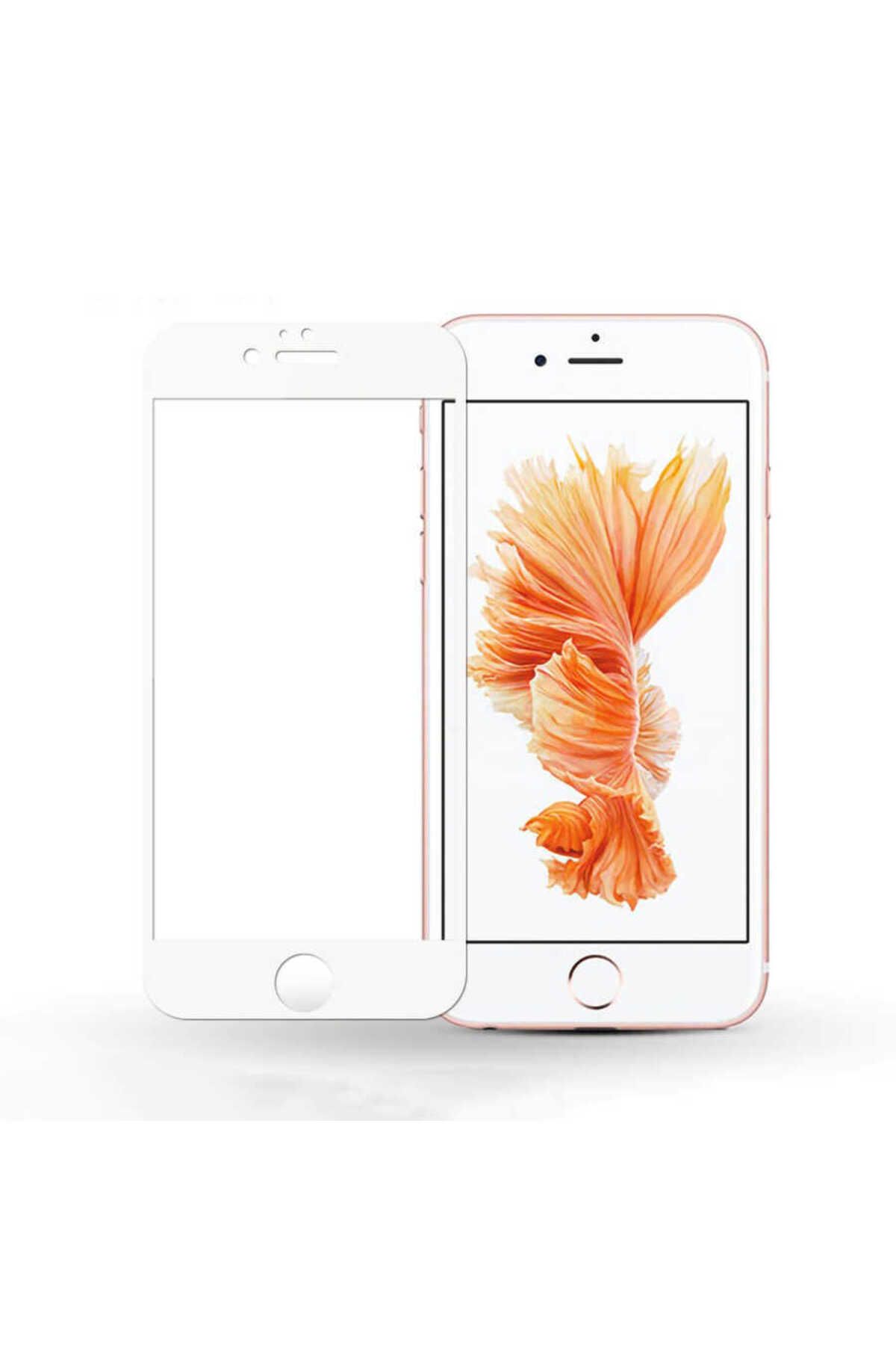 GRABONO Apple iPhone 8 Plus Ekran Koruyucu Tam Kaplayan Güçlendirilmiş Tamperli Cam Beyaz