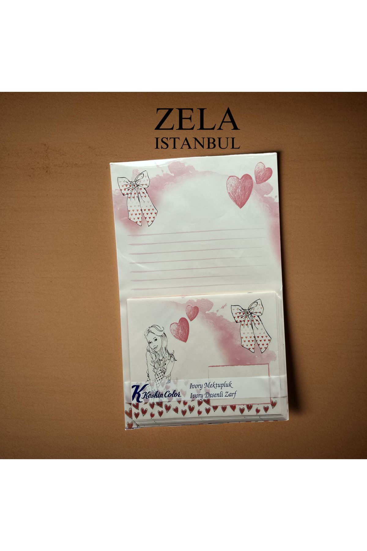 Keskin Color Ivory Mektupluk ve Desenli Zarf Seti 10 Kağıt ve 10 Zarfı Sevgililer Günü Doğum Günü Yıldönümü