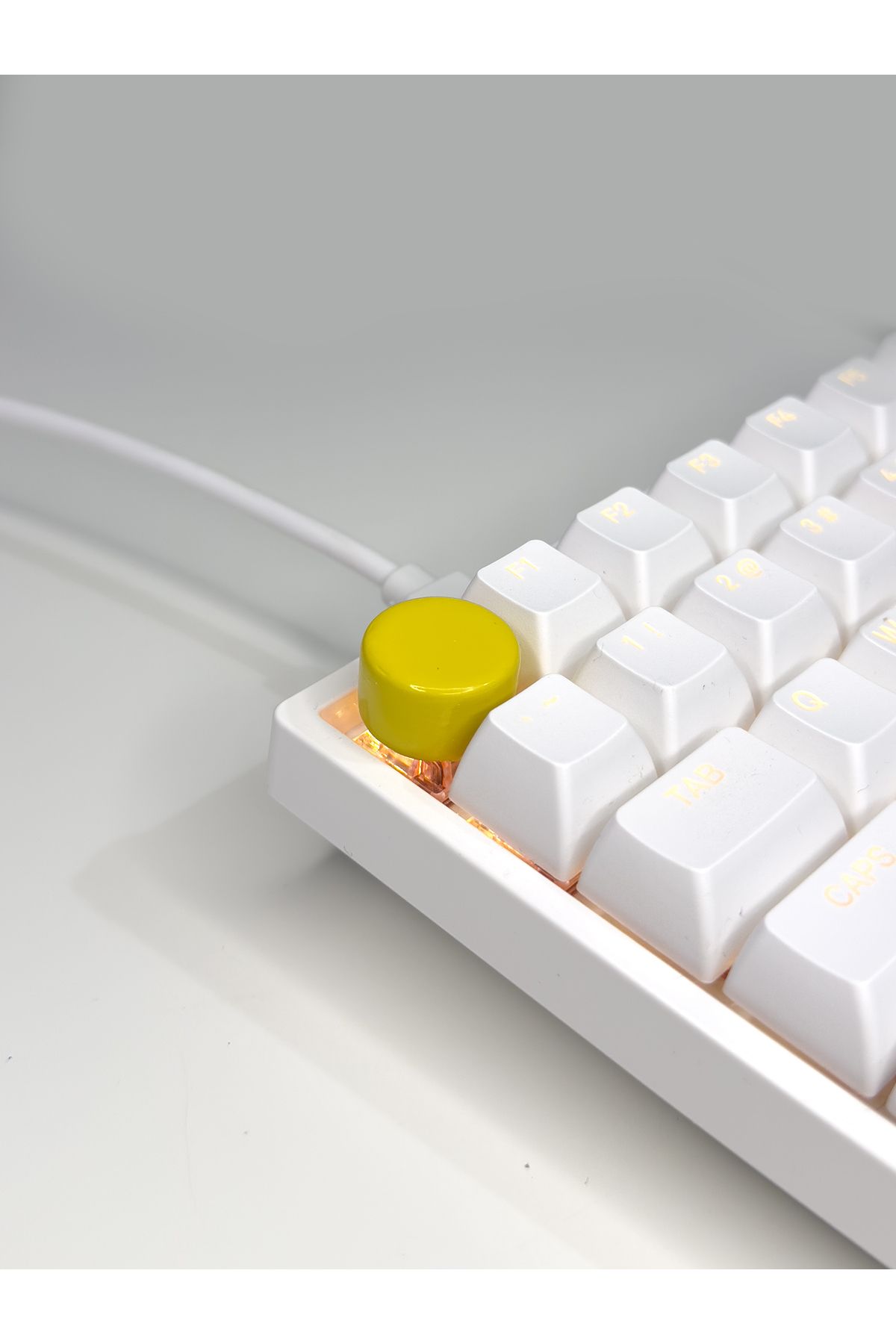 buffed Round Mekanik Klavye Tuşu Sarı Artisan Keycaps Gamer Aksesuar buffed