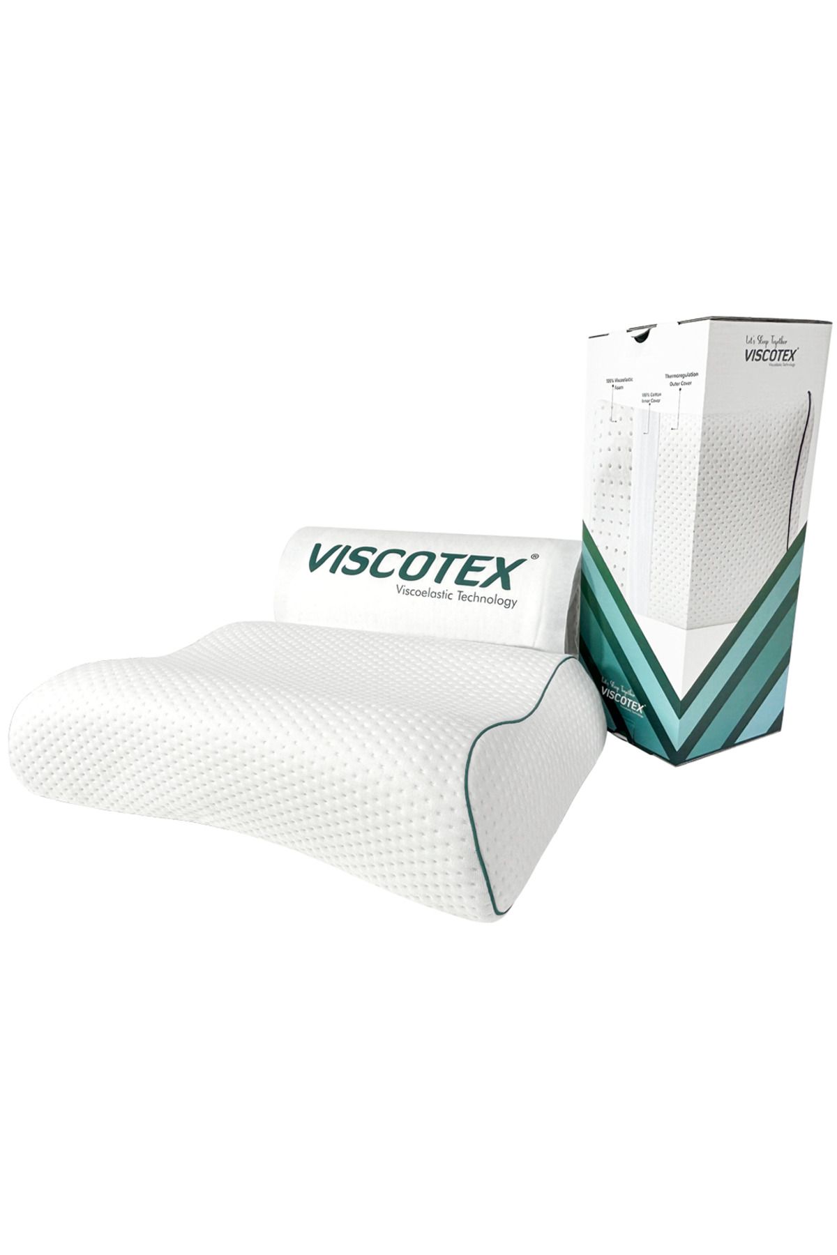 VİSCOTEX Yüksek Ortopedik Boyun Destekli Yastık High Orthopedic Pillow 55x40x13/11 cm Beyaz