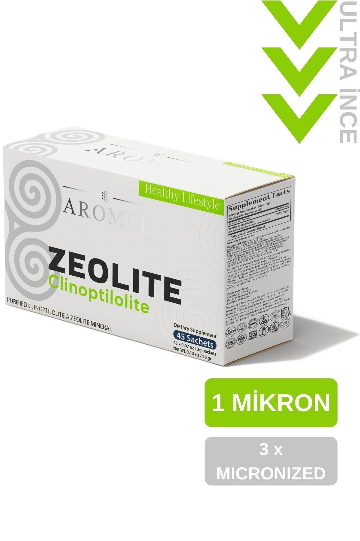 Aromel Zeolit Tozu | 45 Şase | Clinoptilolite Zeolite | Mikronize Aktif Zeolit