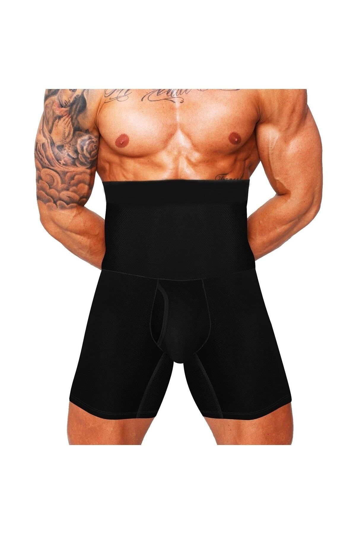 Nikadu Danni Model Bel Ve Göbek Eritici Düzleştirici Spor Korse Boxer Karın Gizleyen Boxer Siyah Renk