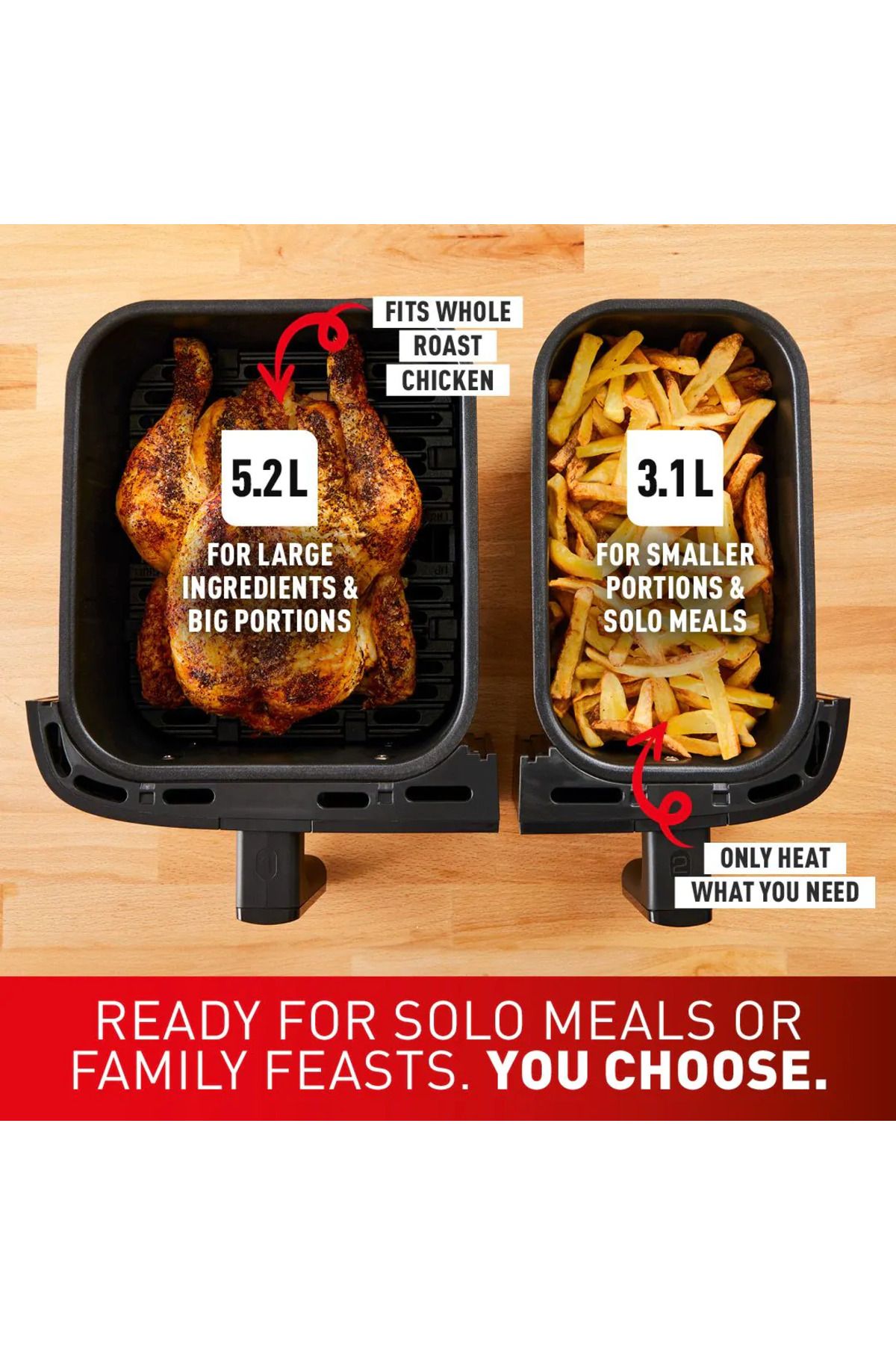 TEFAL Çift Hazneli Premium Easy Fry & Grill 5,2 L XXL İki Sepetli Yağsız Fritöz