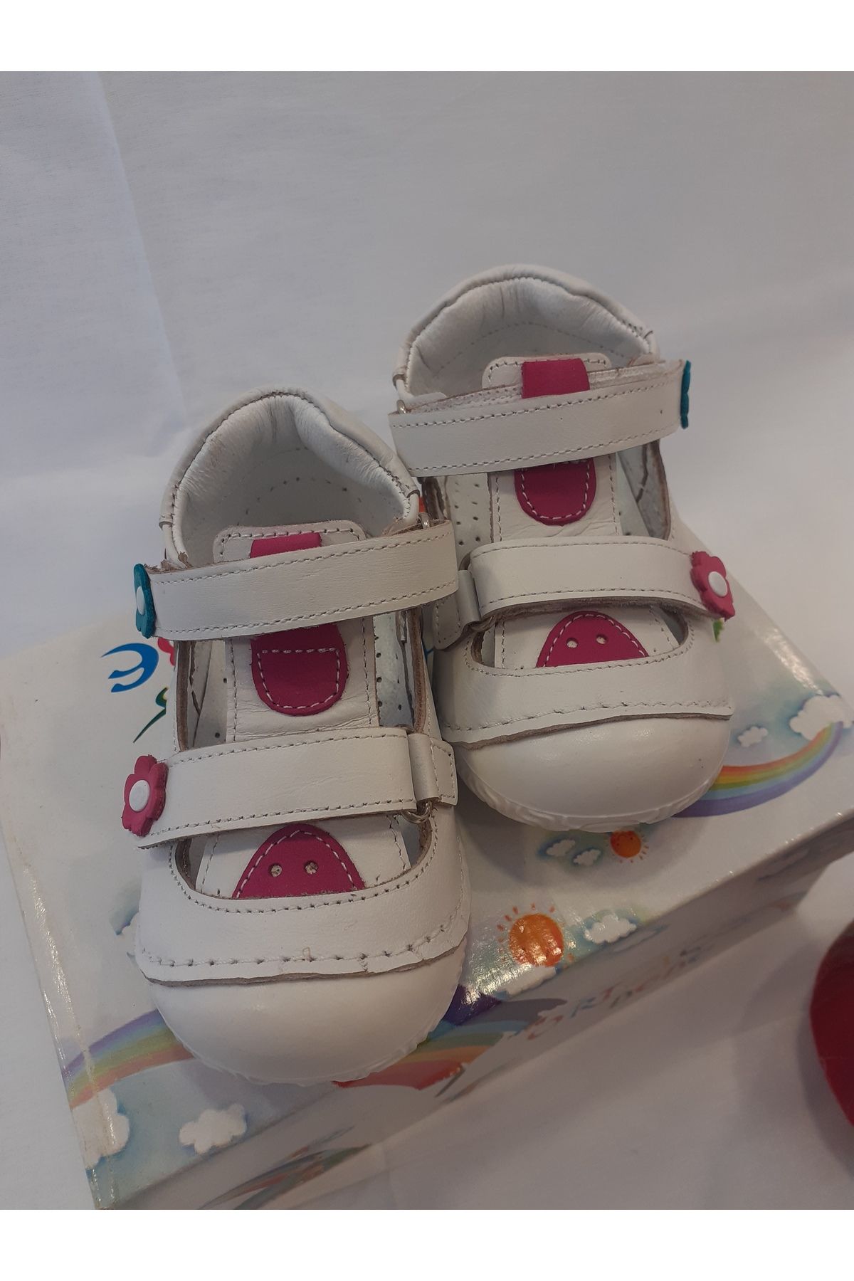 Flubber beyaz pembe kız bebek ilk adım ayakkabı