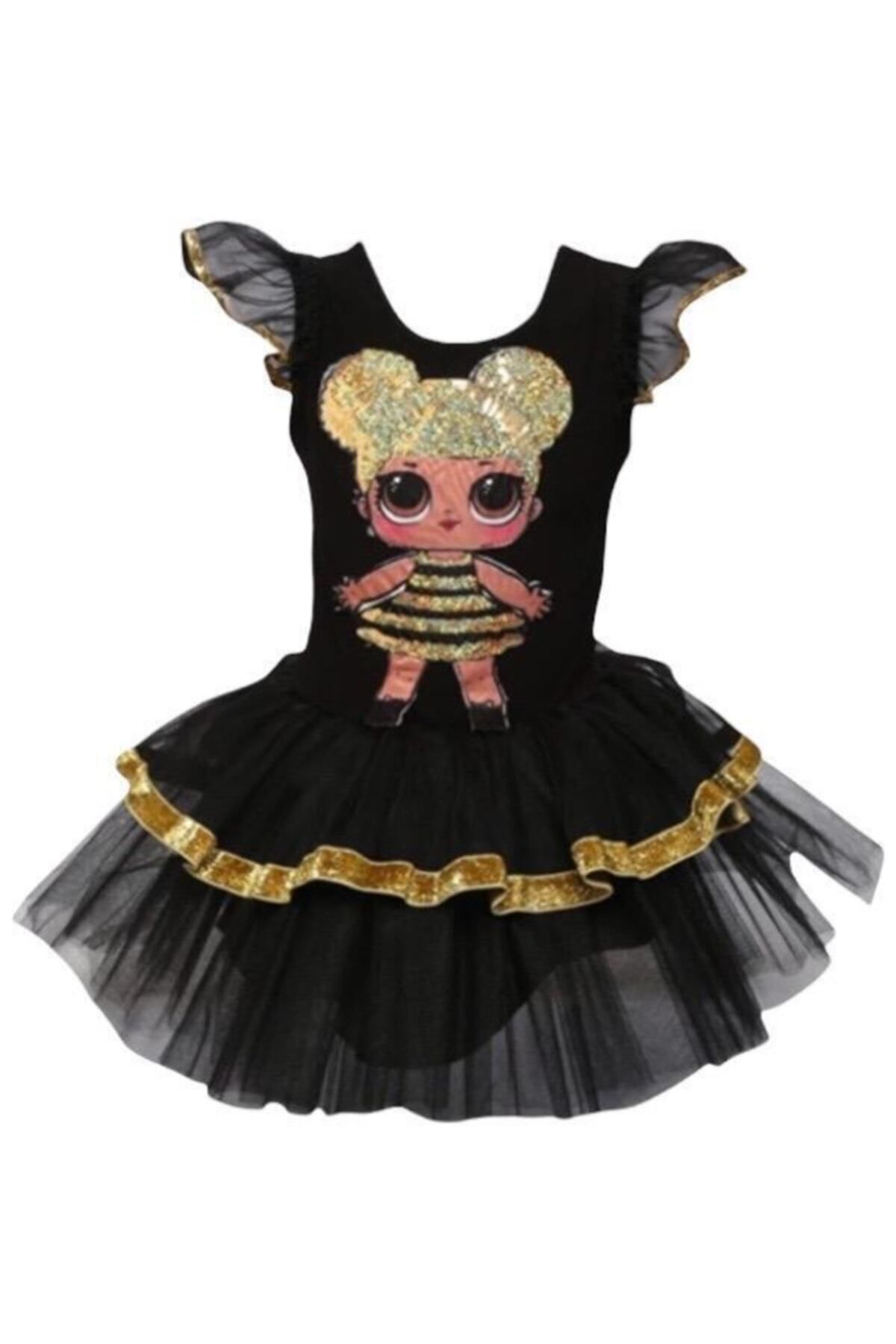 fabrikoloji Kız Çocuk Lol Bebek Kostümü Siyah Lol Bebek Elbise Kıyafeti