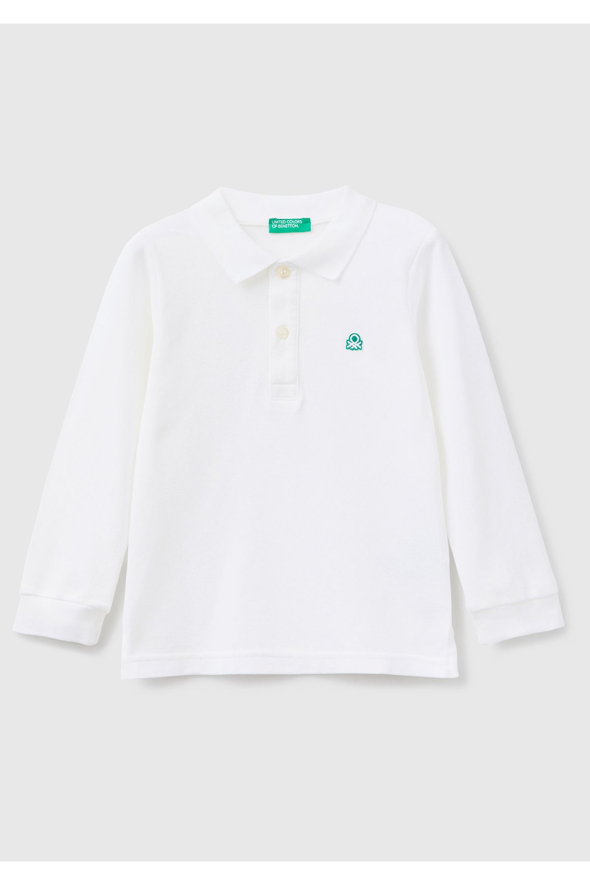 United Colors of Benetton Erkek Çocuk Beyaz Logolu Polo T-Shirt