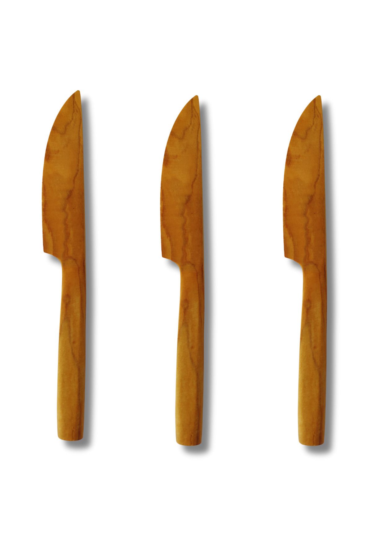BEFGROUP Kahvaltı Takımı Kahvaltı Bıçağı Ahşap Bıçak 3'lü Set Zeytin Ağacı Mutfak Gereçleri Kahvaltı Seti
