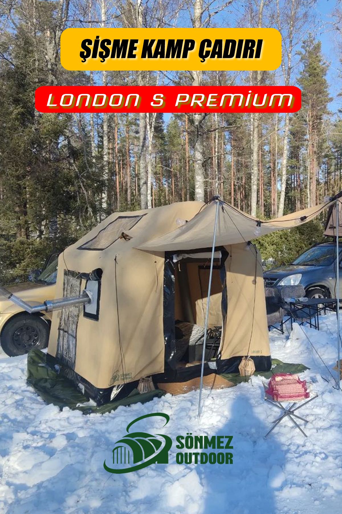 Sönmez Outdoor London (S) Premium Şişme Kamp Çadırı (ÇÖL) | 2-4 Kişilik | 4 Mevsim