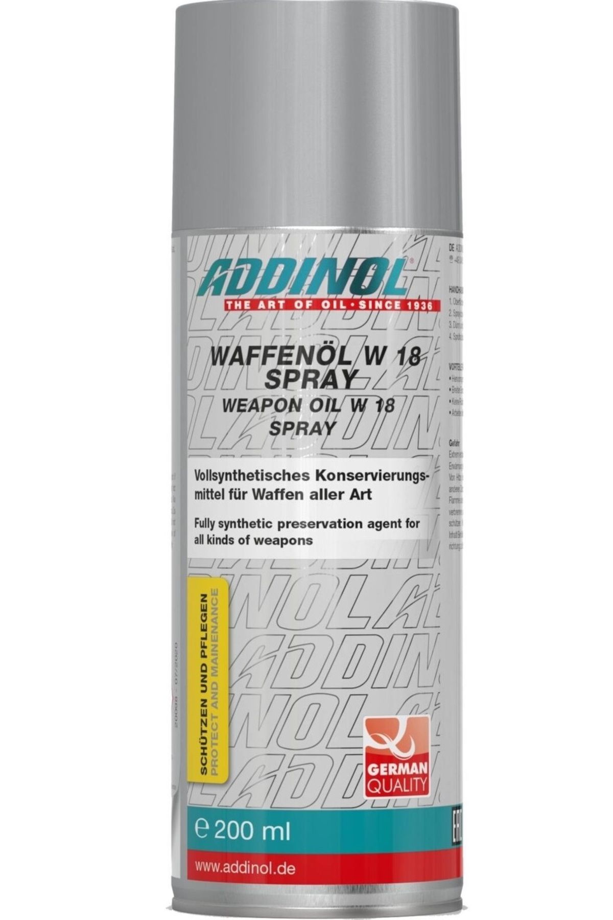 Addınol ADDINOL Weapon Oil W 18 Spray - Tabanca ve Tüfek Temizleme, Koruma ve Bakım Yağı 200 ML Sprey