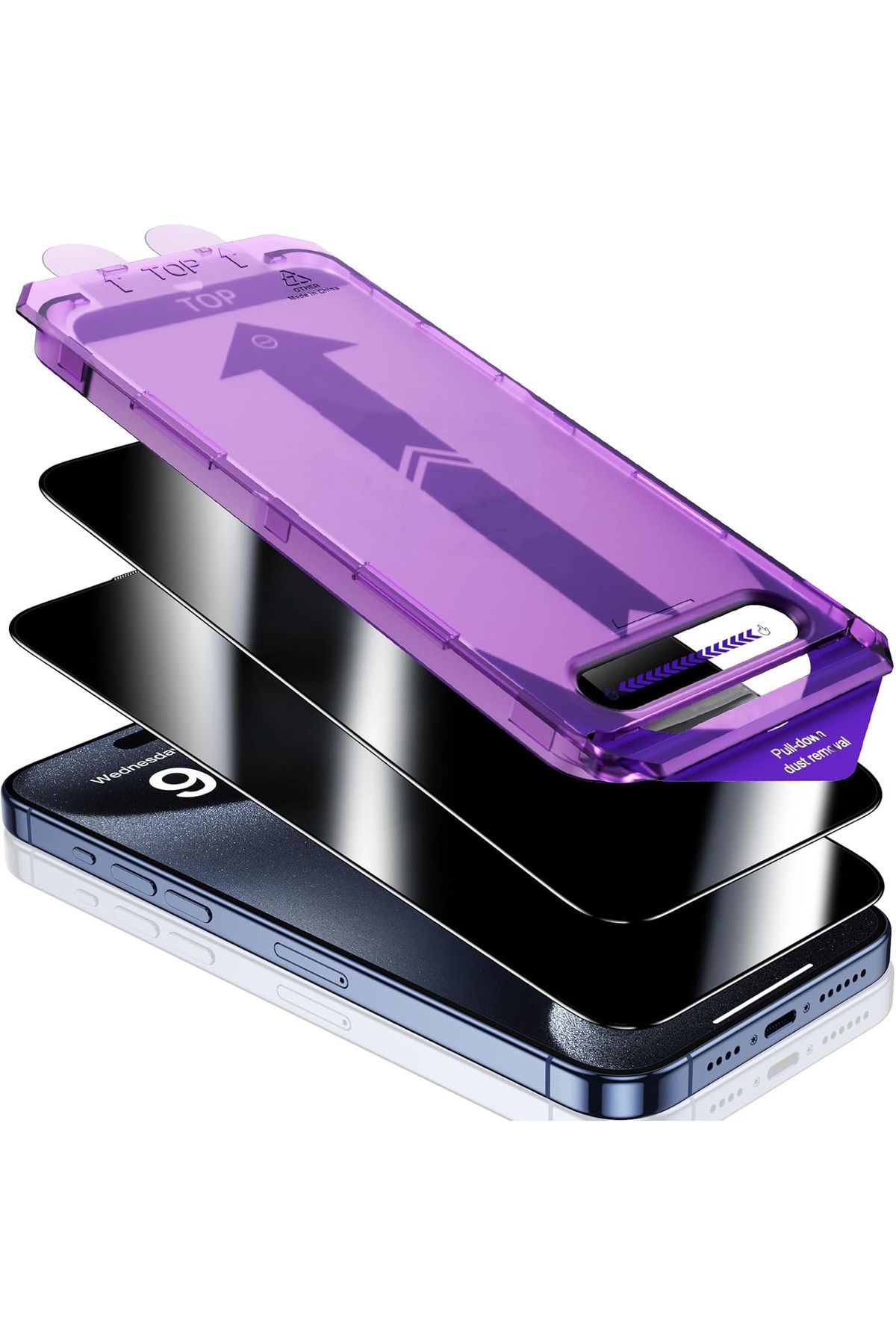 Dexmon Iphone 15 Pro Hayalet Cam Ekran Koruyucu Tam Kaplayan Otomatik Hizalamalı Toz Önleyici Hd