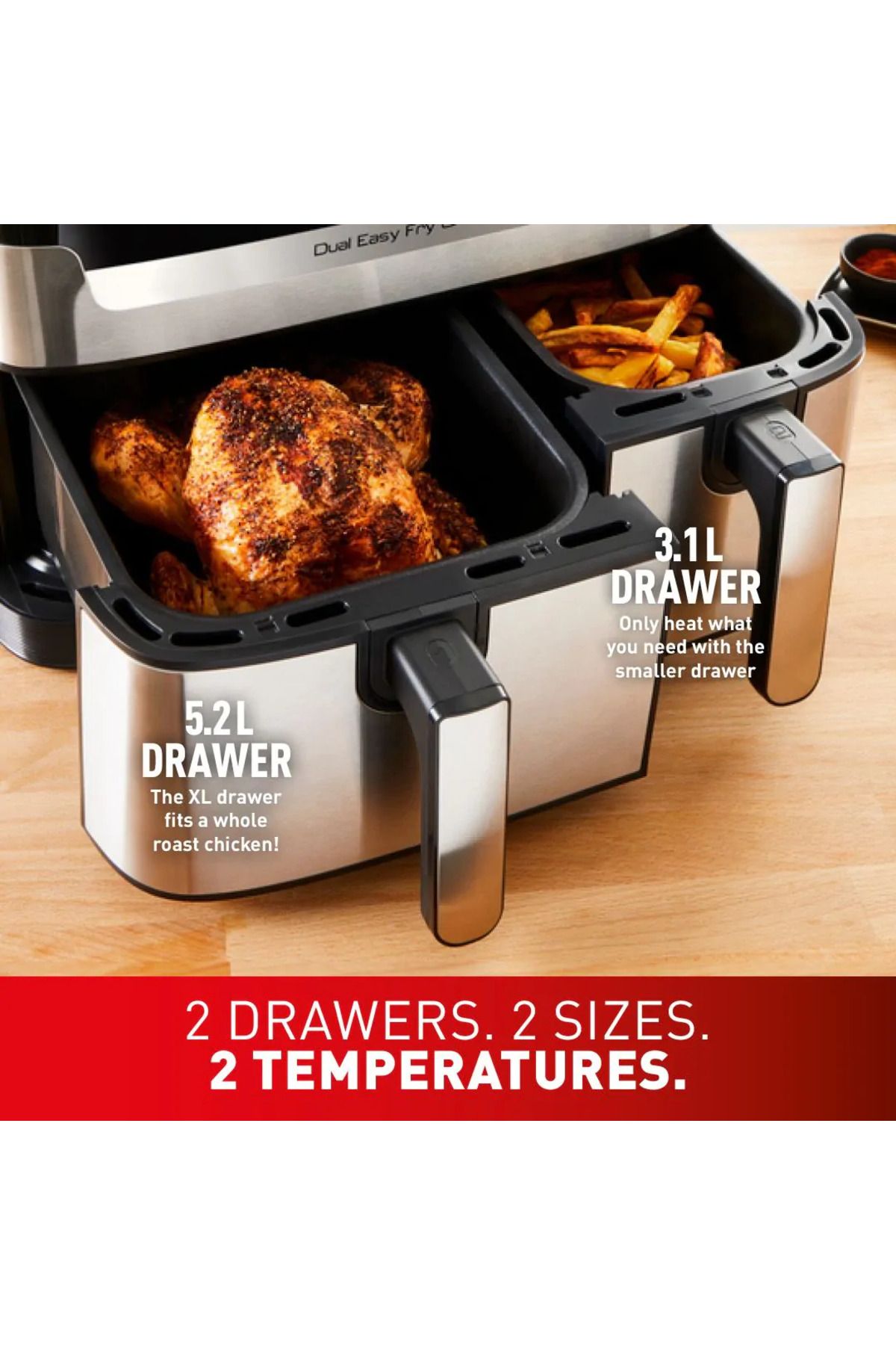TEFAL Çift Hazneli Premium Easy Fry & Grill 5,2 L XXL İki Sepetli Yağsız Fritöz