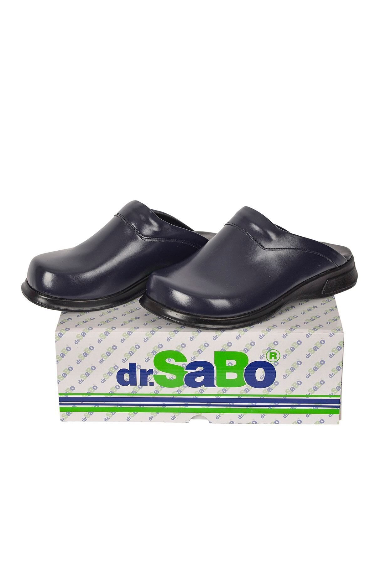 DR SABO Lacivert Aşçı Sabo Terlik - Mutfak Terliği Ortopedik Deri