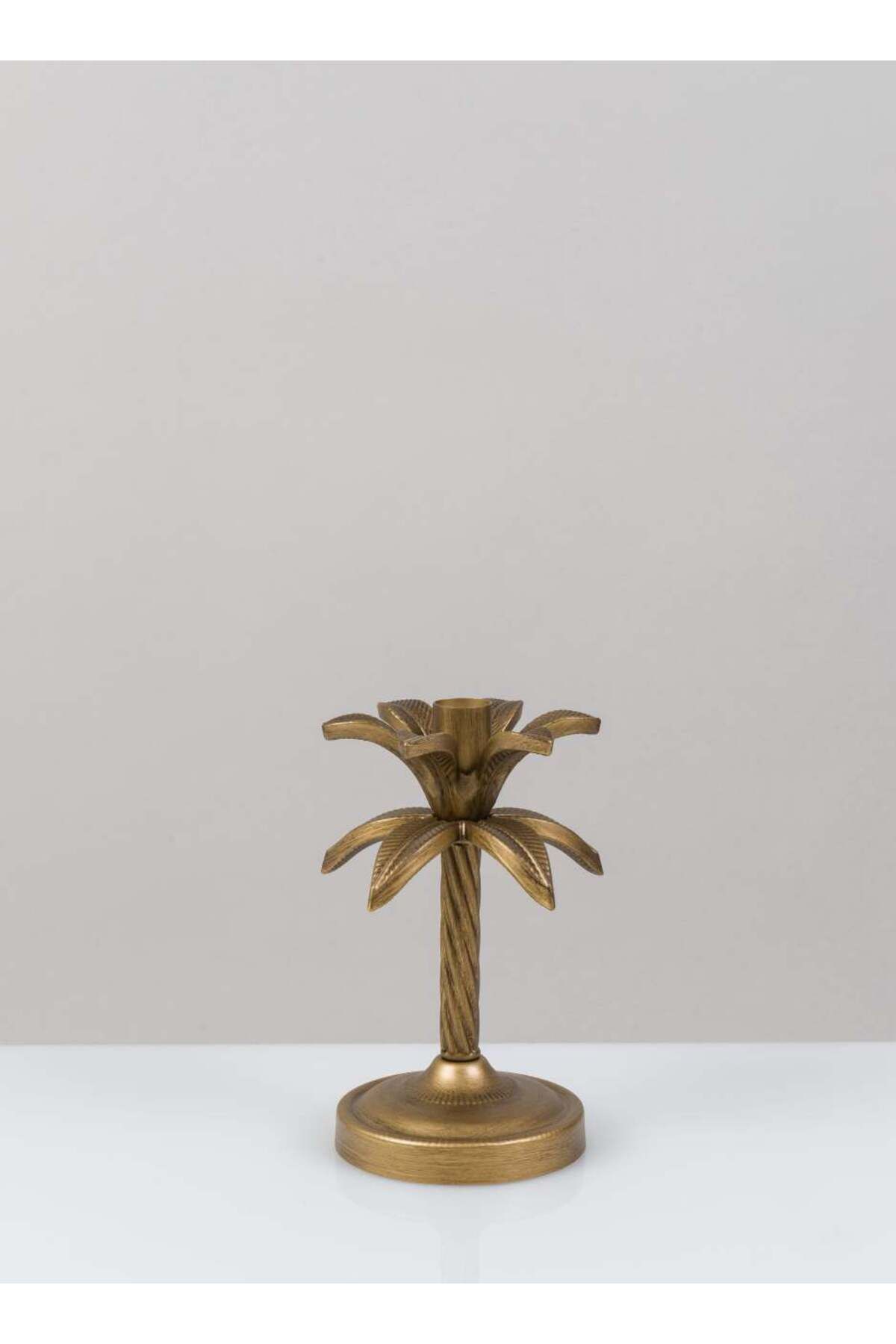 Bahar Aydınlatma Palmiye Model Metal Şamdan Gold