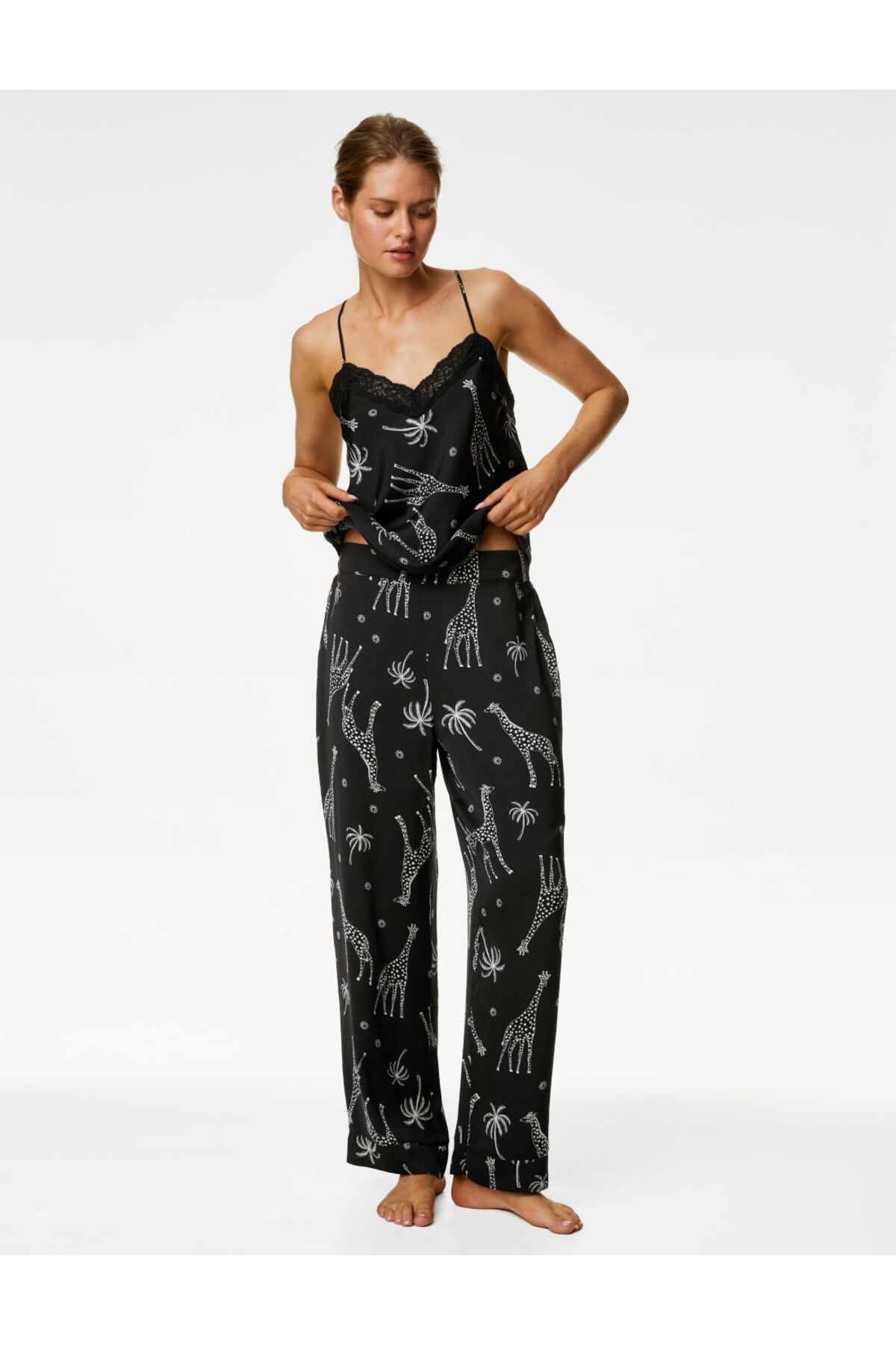 Marks & Spencer Dantel Detaylı Saten Pijama Takımı