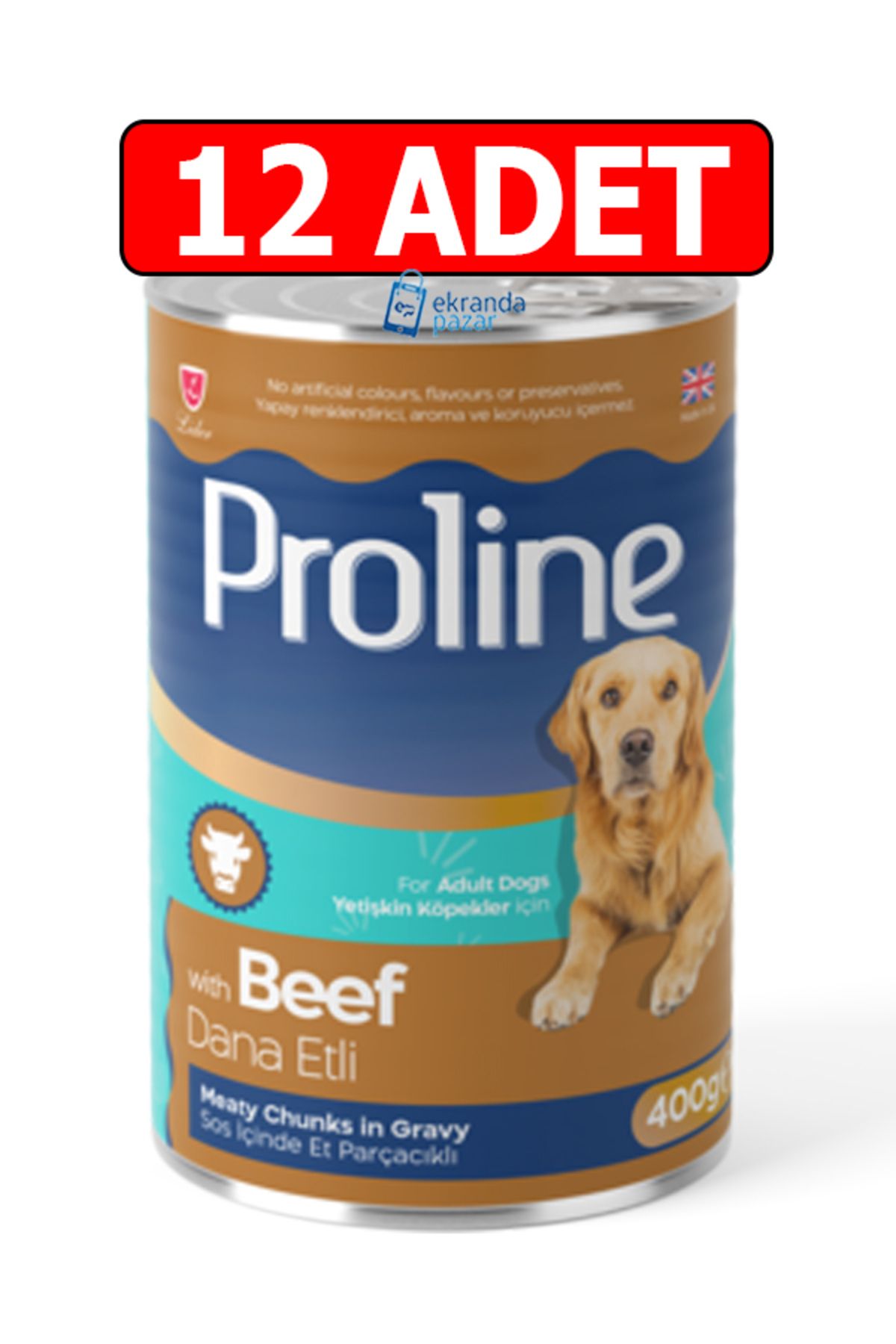 Pro Line Proline dana etli beef biftekli sos içinde et parçalı köpek konservesi 12adet 400gr köpek yaş mama