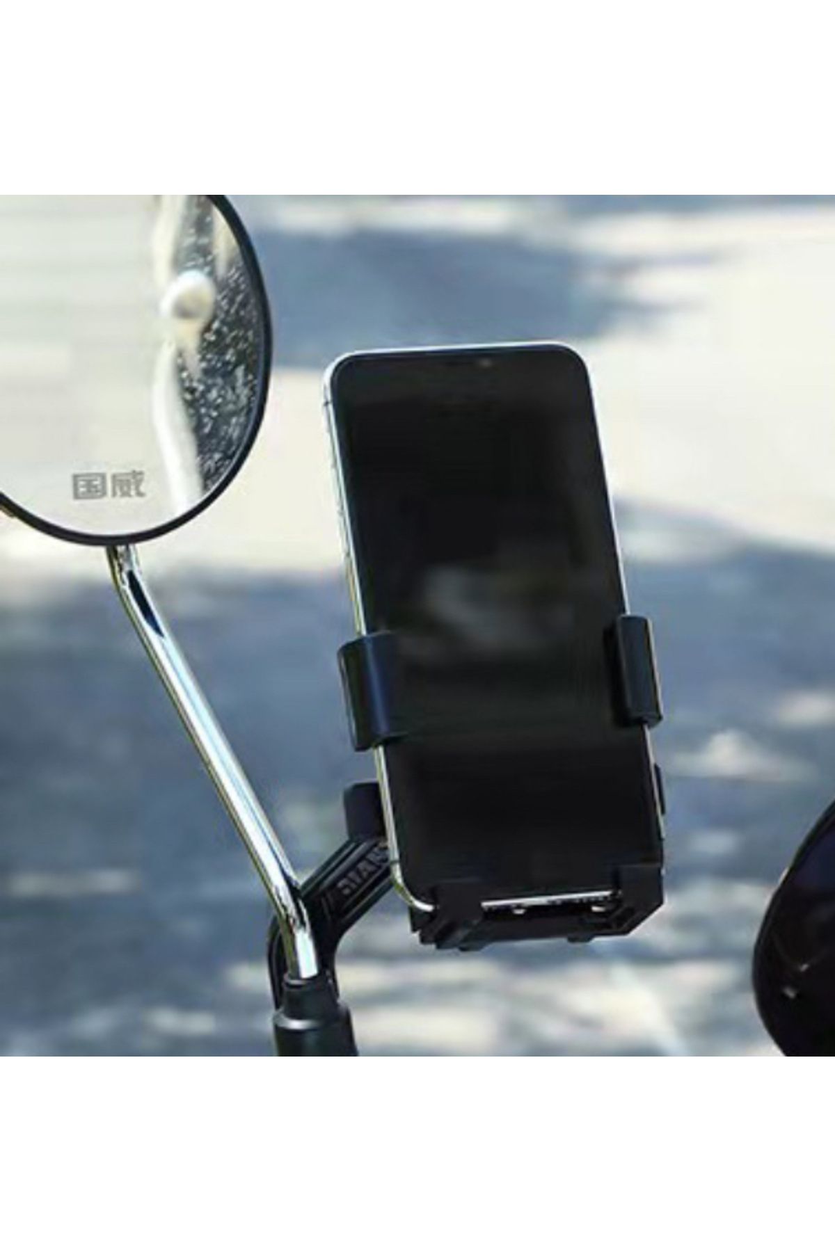 asua Dikiz Ayna Bağlantılı Otomatik Motosiklet ve Bisiklet Telefon Tutucu Motorsiklet Telefon Tutacağı