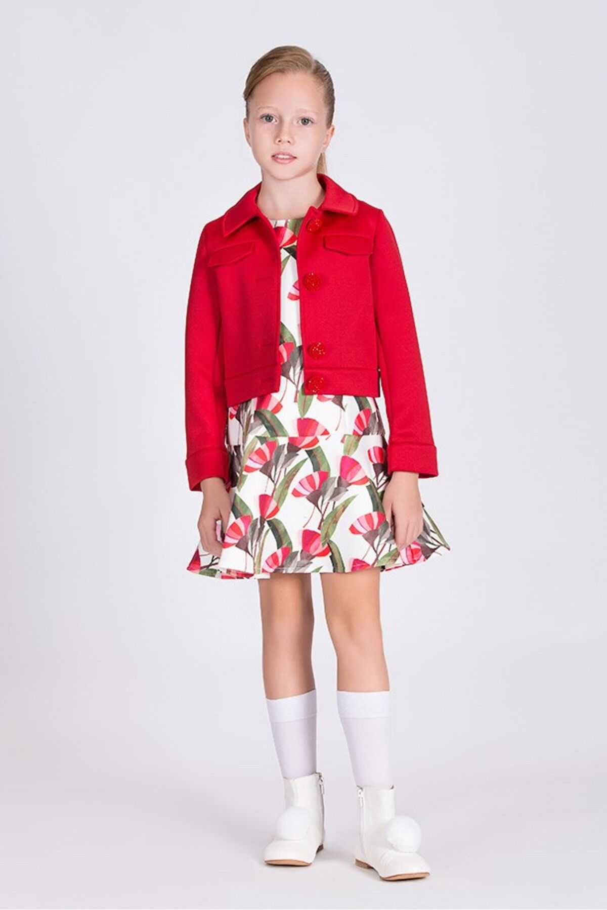 Goose Kız Çocuk Klasik Kırmızı Ceket