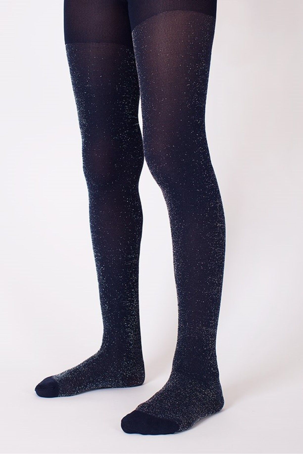 Goose Simli Işıltılı Lacivert Kız Çocuk Külotlu Çorap