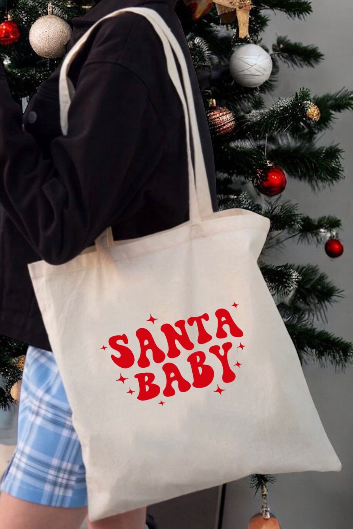 Ef Butik Bez Çanta Çeşitleri - Santa Baby Yazılı