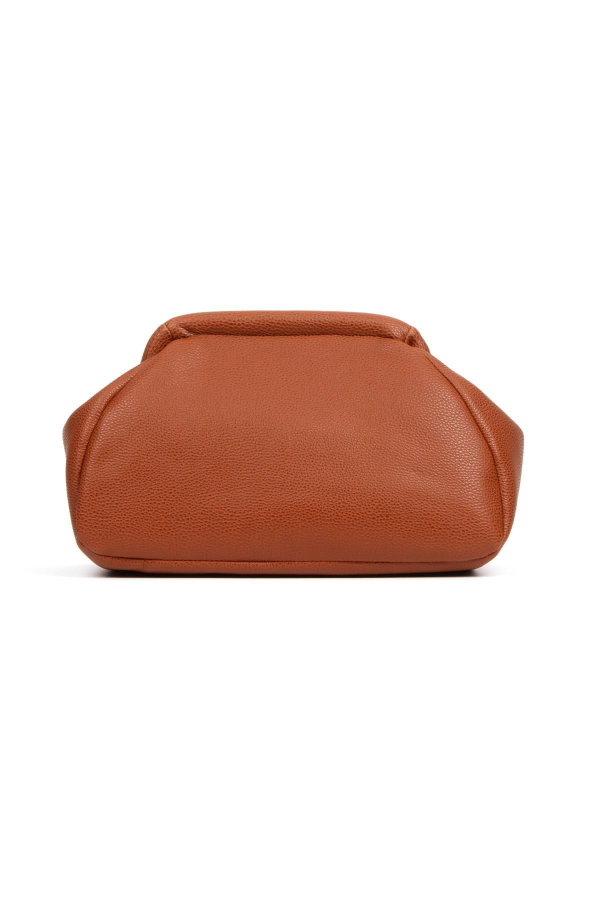 BAHELS Kadın Trend Camel Deri Clutch Portföy Çanta