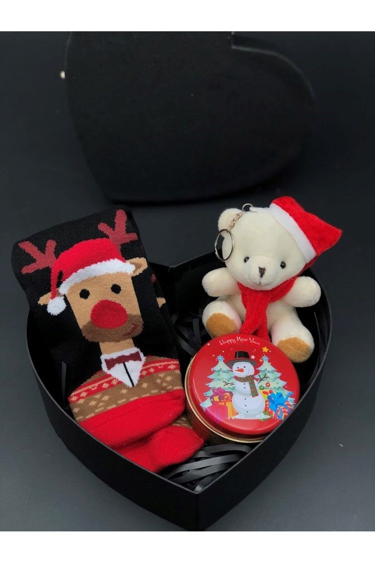 Masalsı Concept kalpli kutu içerisinde en sevimli yılbaşı yeni yıl hediyesi arkadaşa eşe sevgiliye anneye kardeşe