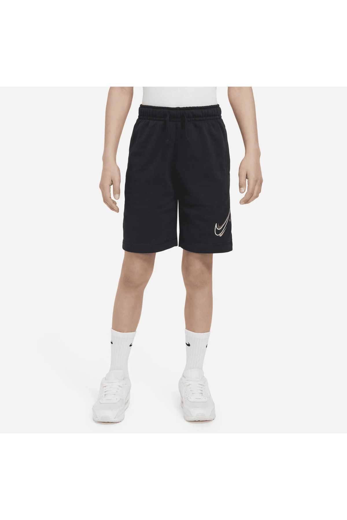 Nike sportswear erkek çocuk siyah pamuklu cepli şort dx2298