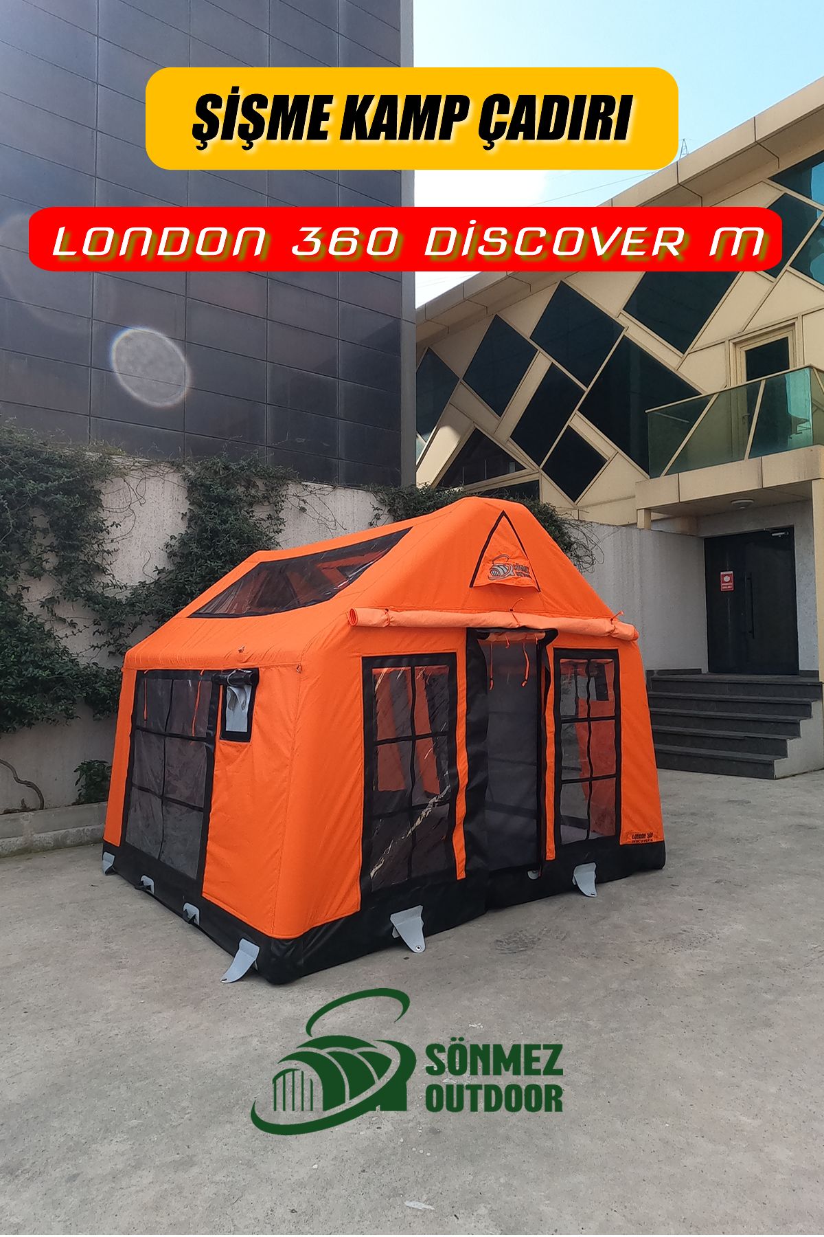Sönmez Outdoor London 360 Discover (M) Şişme Kamp Çadırı (TURUNCU) | 5-6 Kişilik | 4 Mevsim