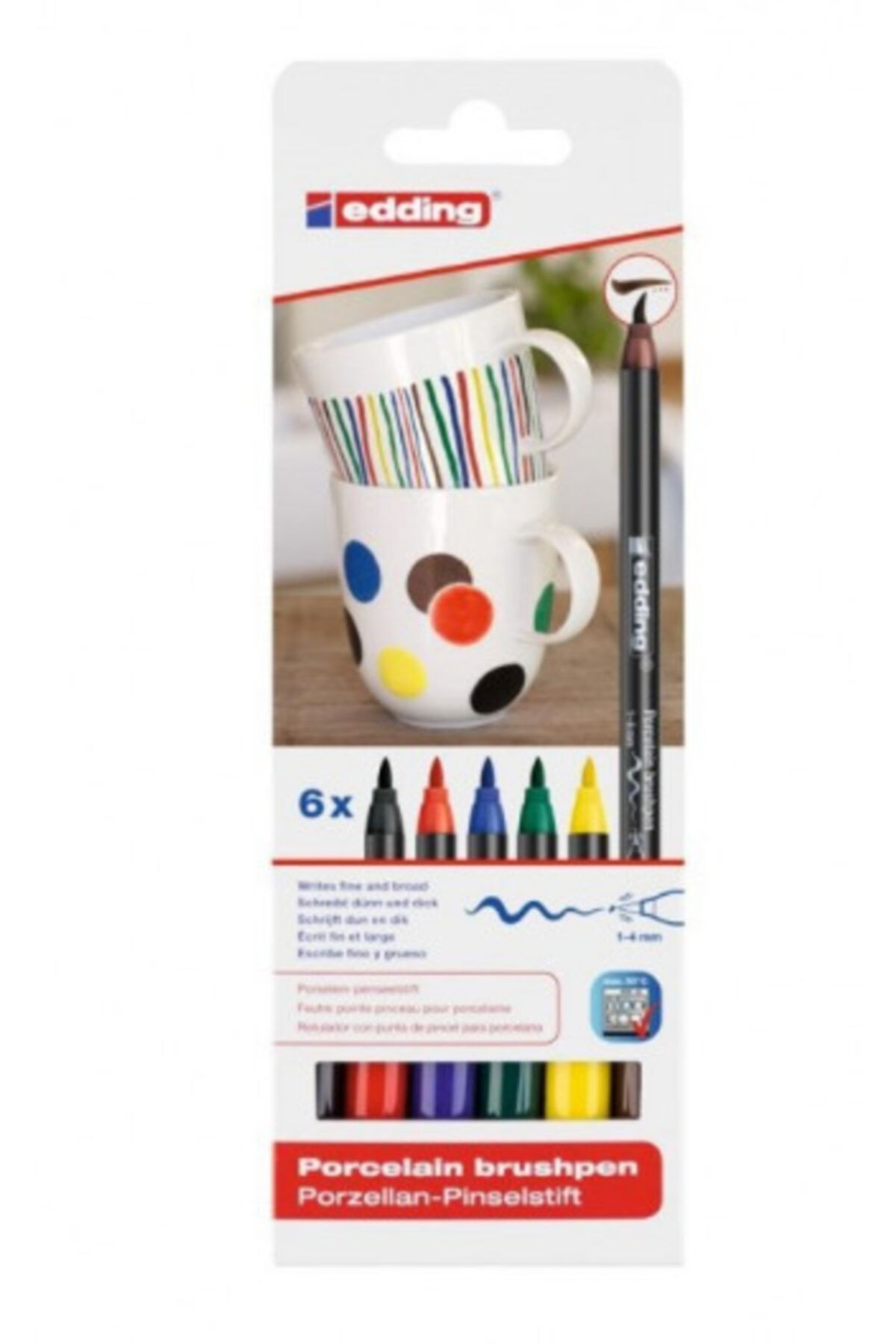 Edding Porselen Kalemi 6'lı Set Standart Renkler