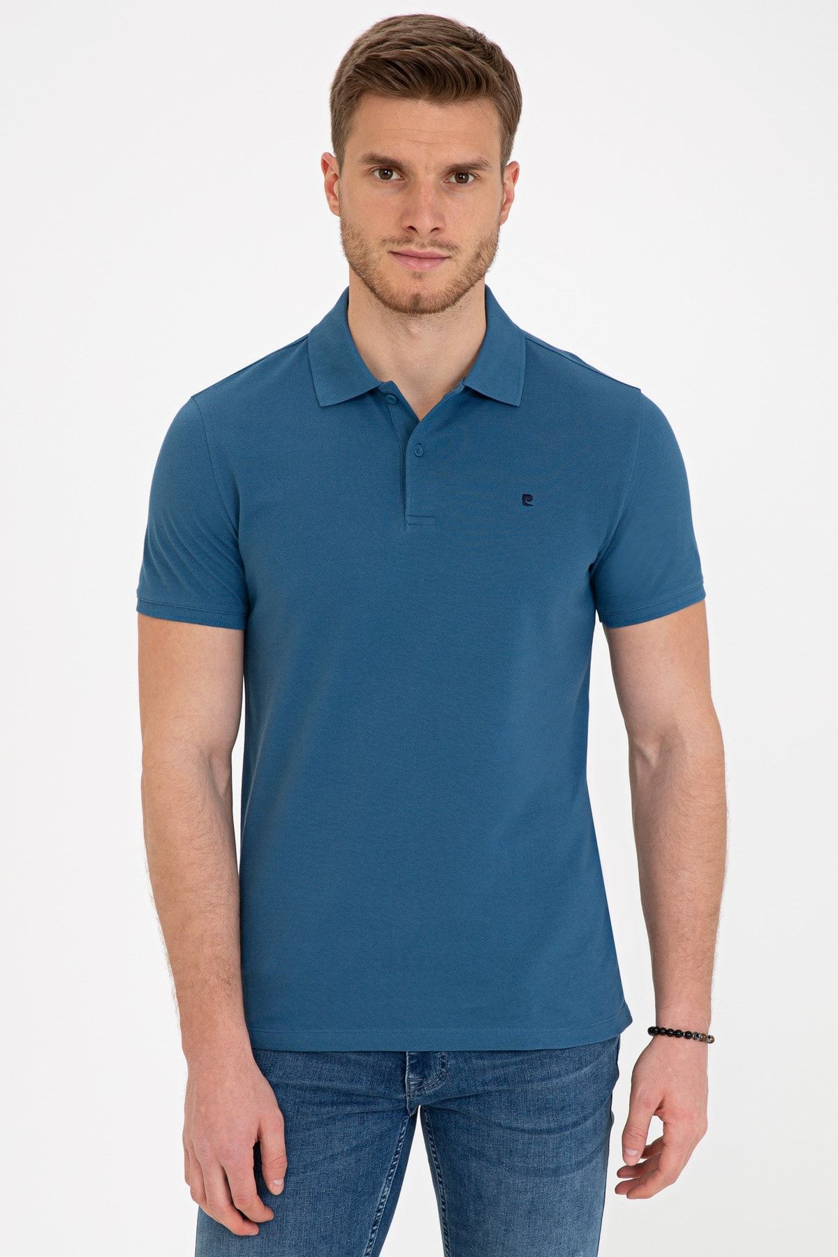 Pierre Cardin İndigo Mavi Slim Fit Basic Polo Yaka T-Shirt