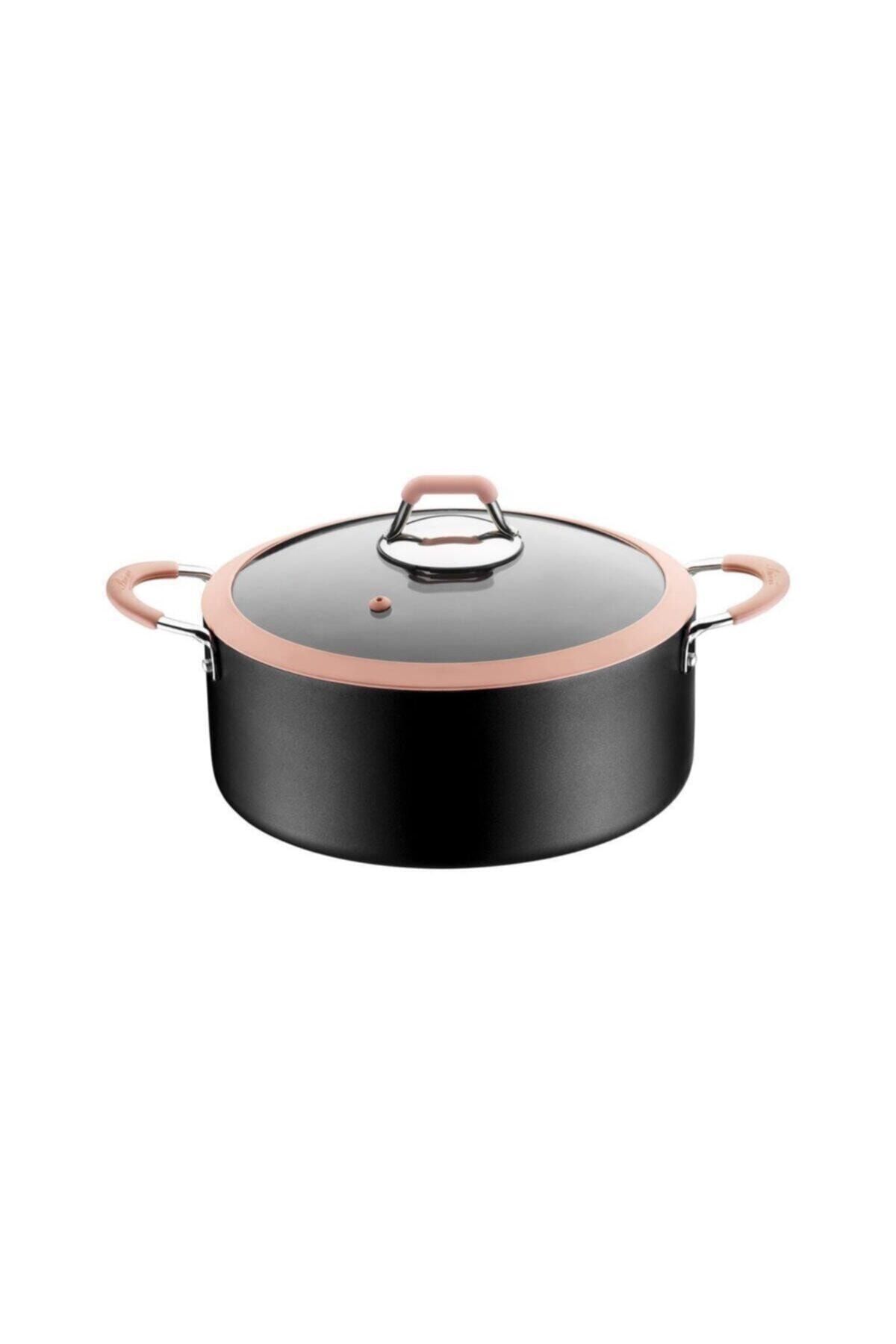 Brioni Gusto Indüksiyon Granit Derin Tencere Pembe 20 Cm