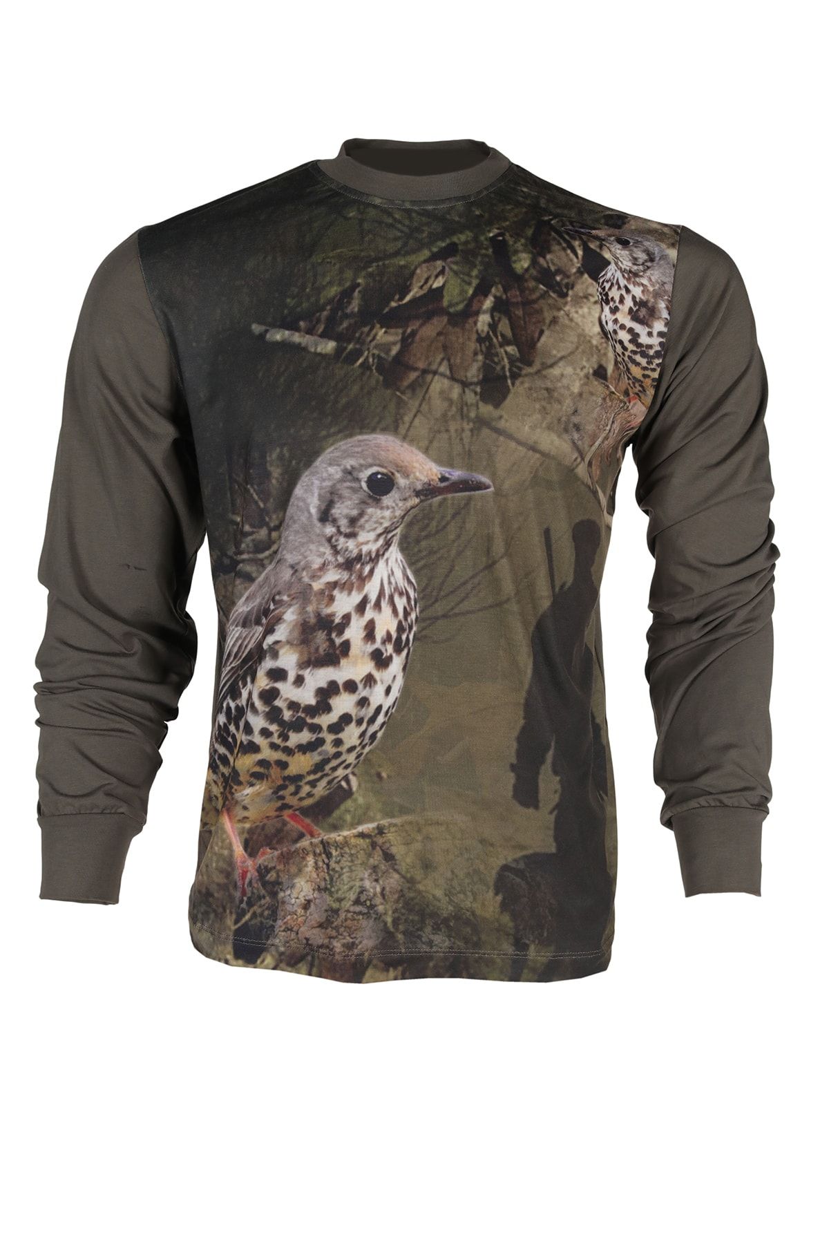 Dark Forest Sıfır Yaka Haki-cikla Desenli Avcı Ve Outdoor T-shirt