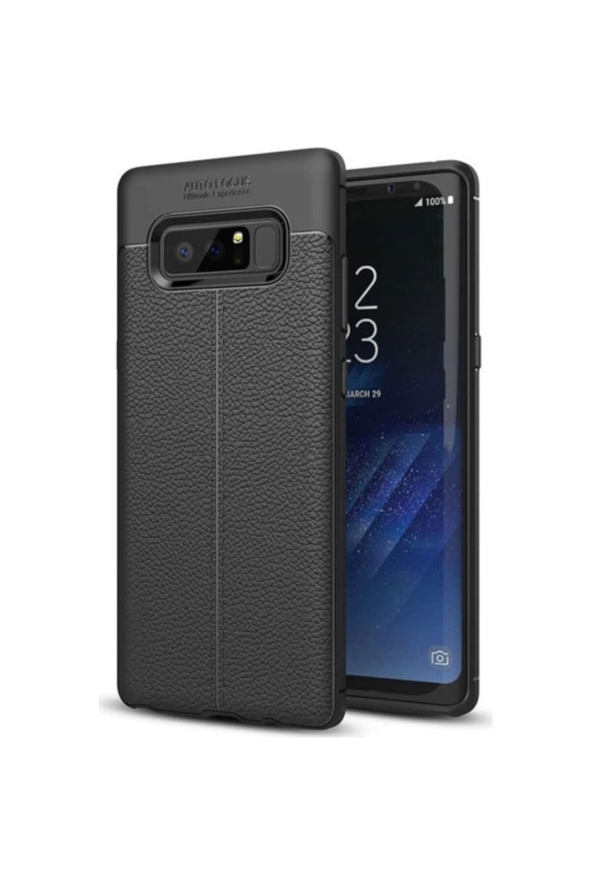 Fibaks Samsung Galaxy Note 8 Uyumlu Kılıf Armor Deri Görünümlü Yüksek Kalite Silikon Niss