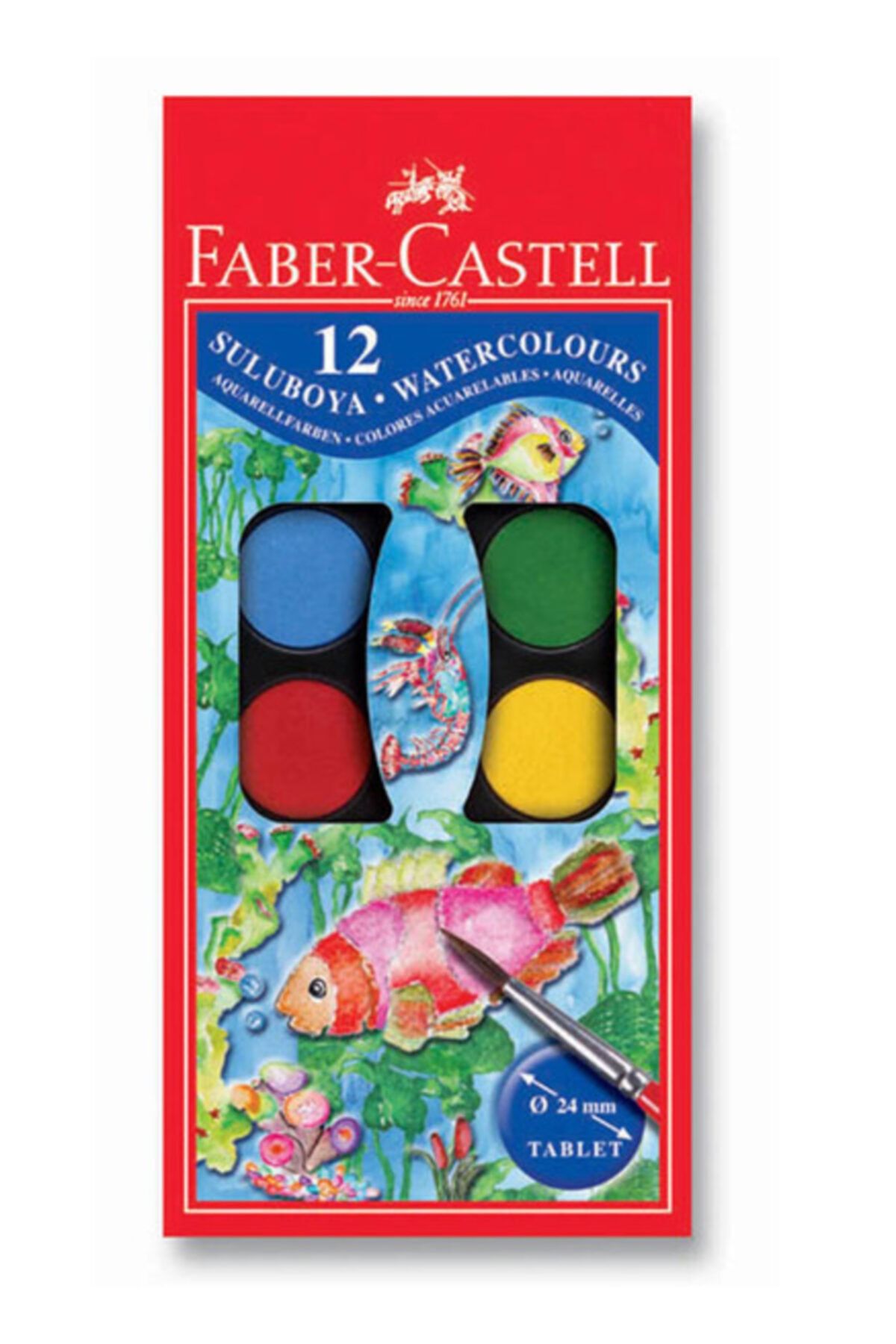Faber Castell Yeni Başlayanlar Ve Çocuklar Için 12'li Sulu Boya 12 Renk Li Suluboya Küçük Boy