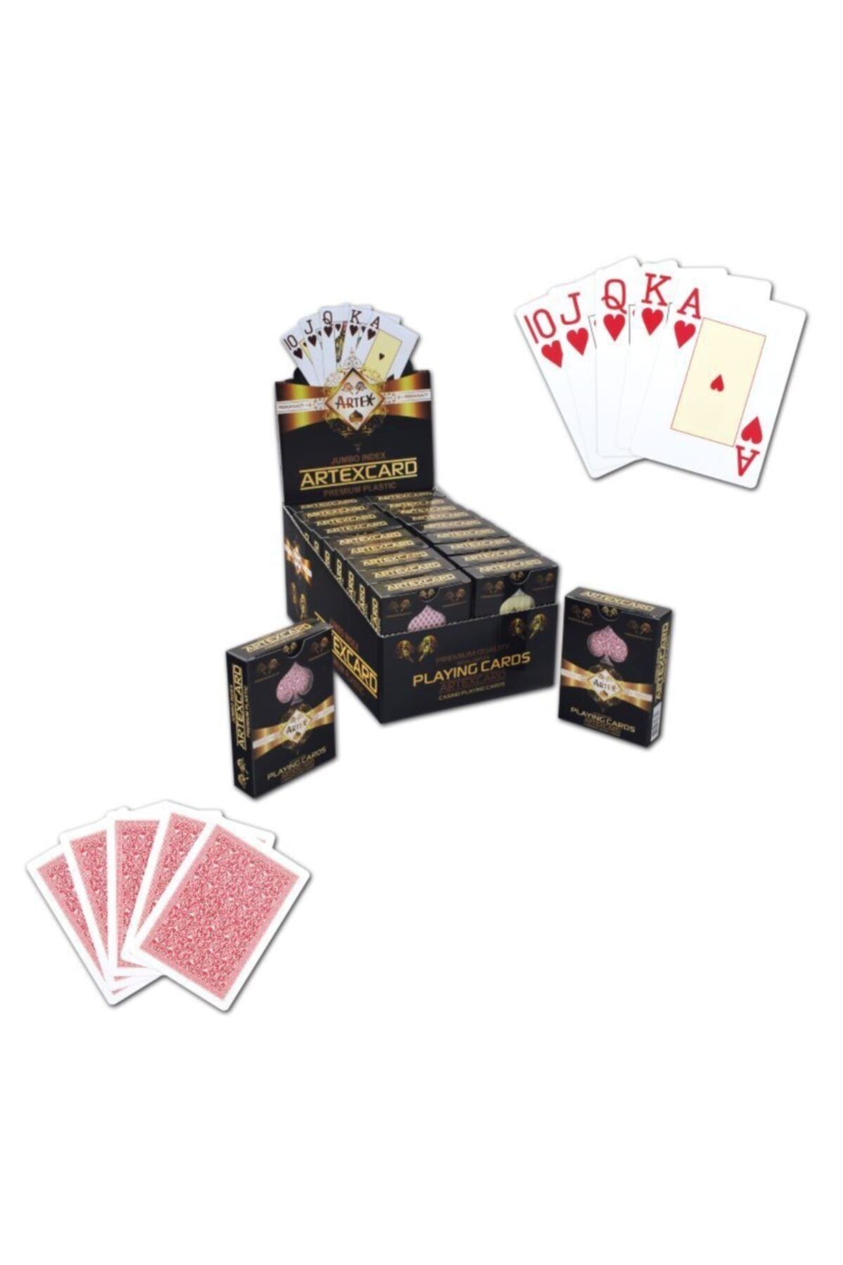 Artex Jumbo %100 Plastik Poker Kağıdı Kırmızı (1 DESTE)