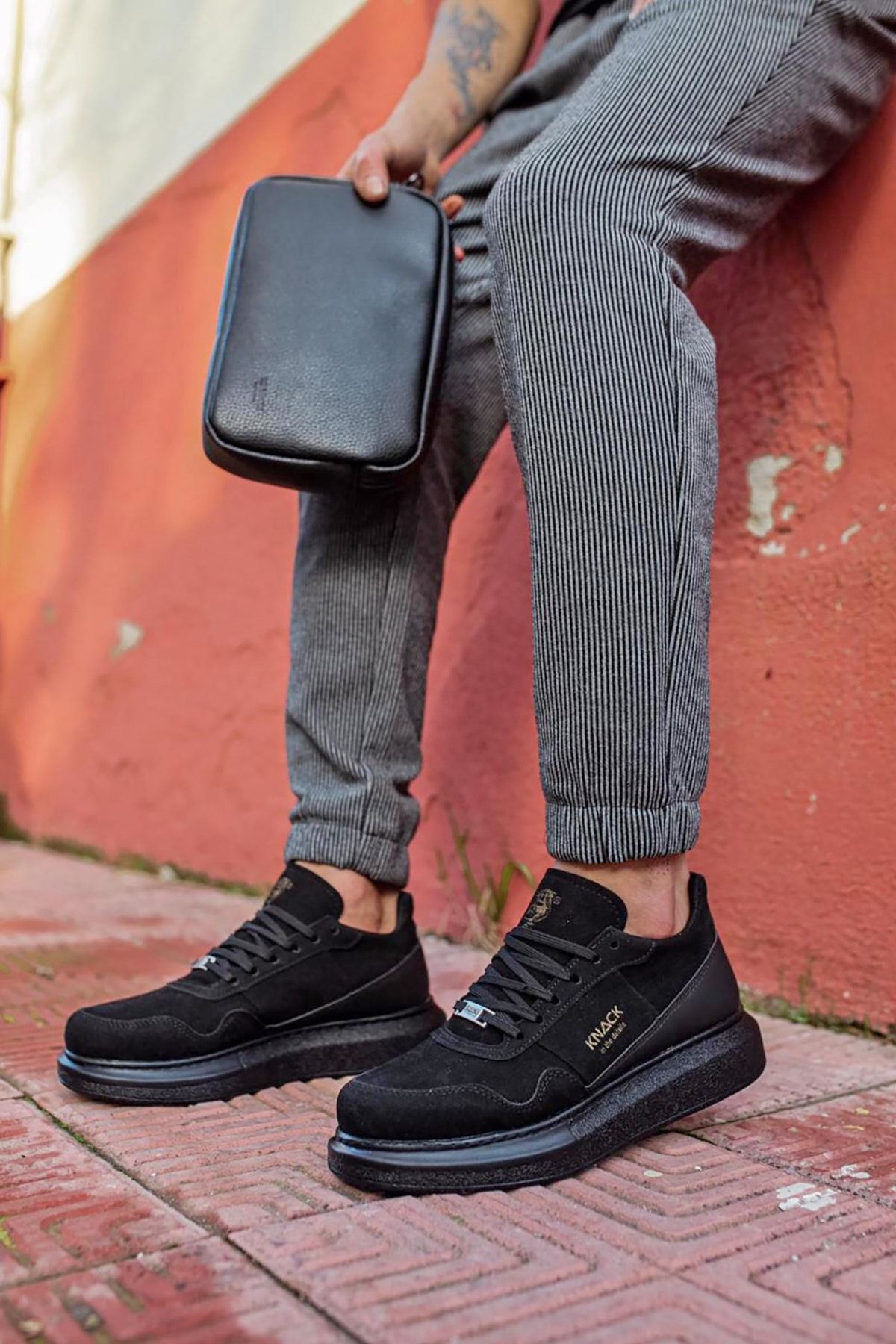 Genel Markalar Erkek Siyah Süet Günlük Sneakers