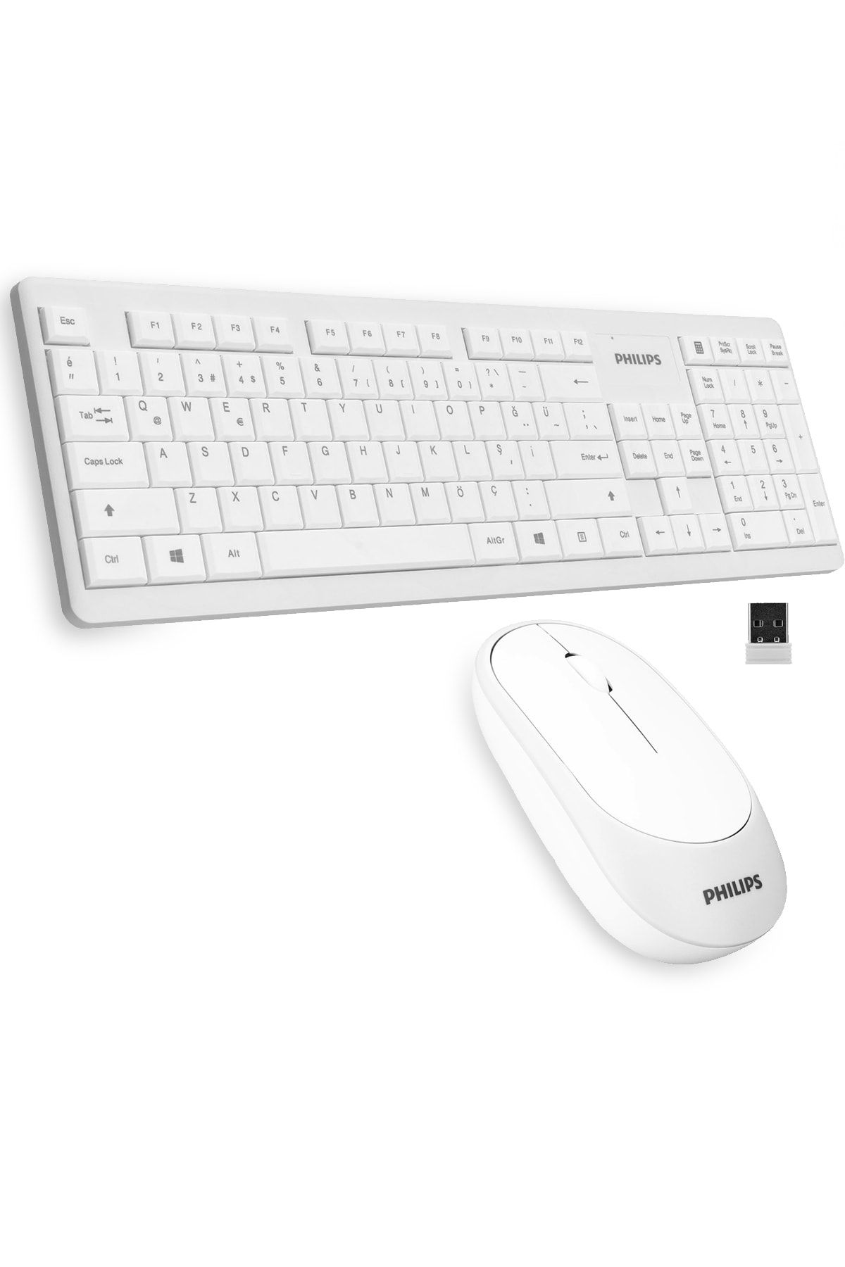 Philips Spt6314 C314 Türkçe Q Wireless Beyaz Kablosuz Klavye Mouse Seti