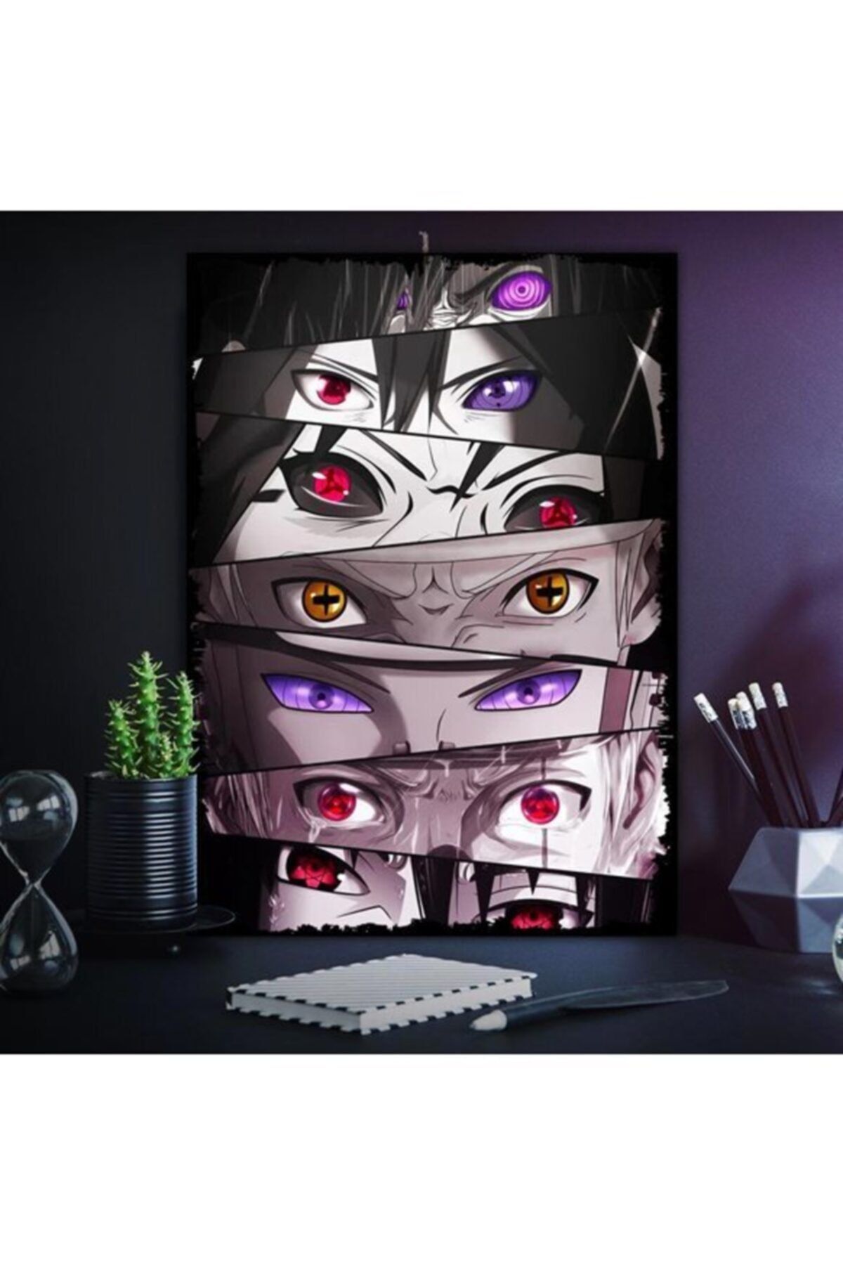 Tontilika Naruto Gözleri Anime Dizi Tasarım 50x70cm Hediyelik Dekoratif 8mm Ahşap Tablo