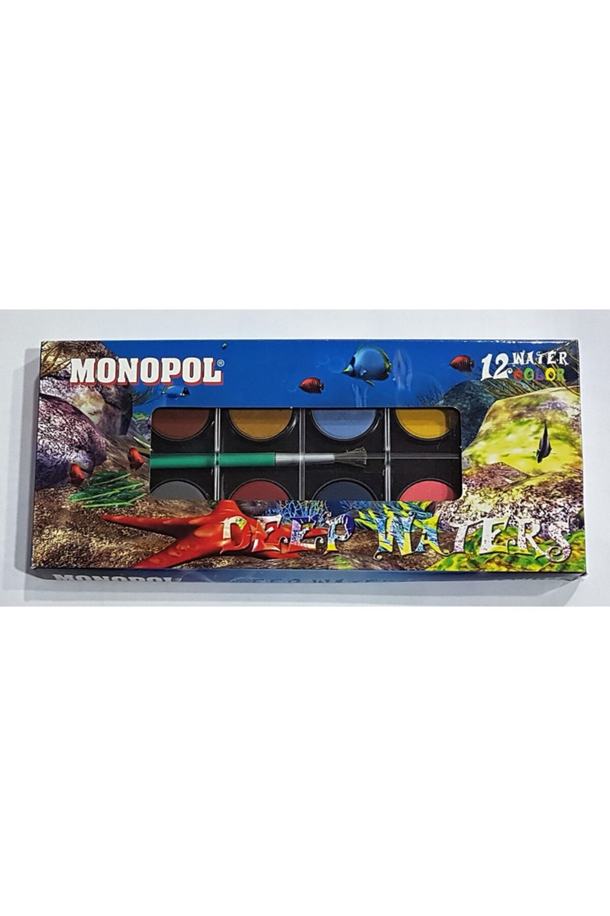 Monopol 12 Renk Sulu Boya Fırçalı